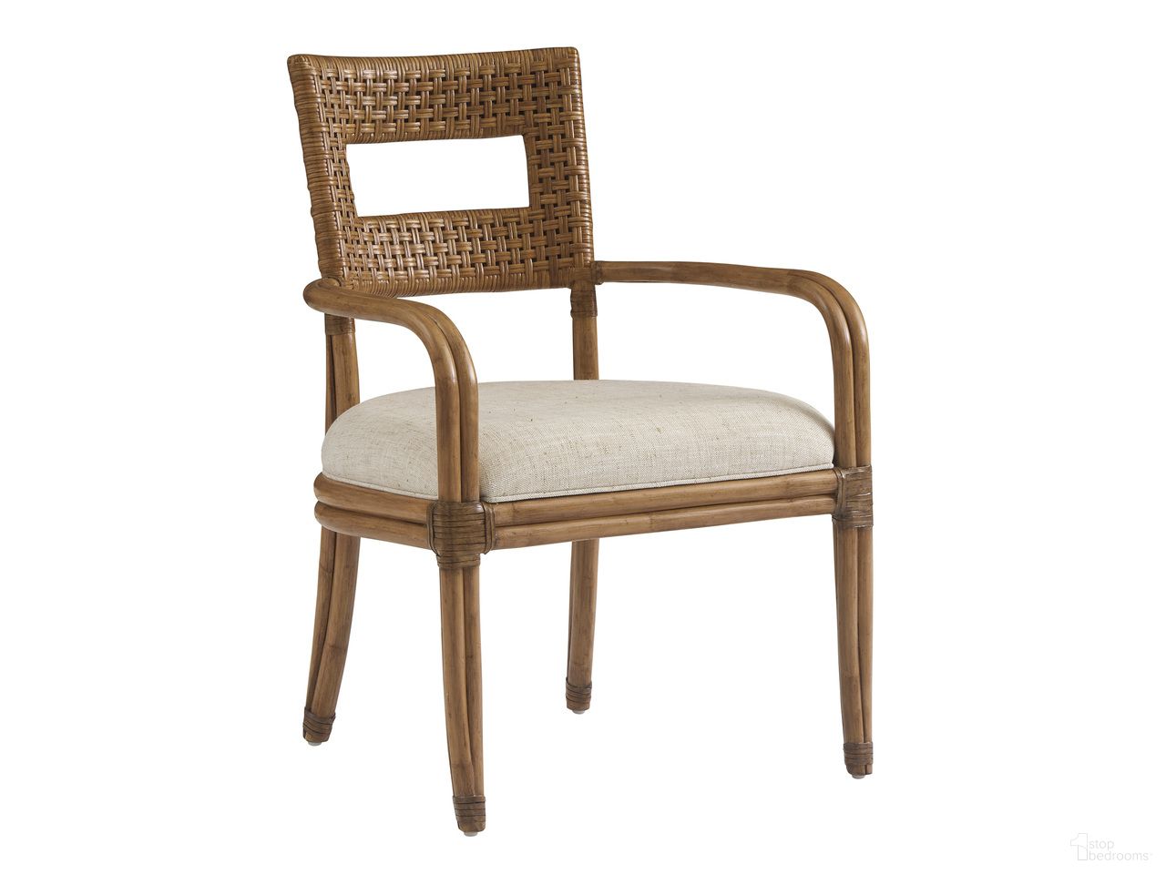The appearance of Key Biscayne Delano Woven Arm Chair In Sunwashed designed by Tommy Bahama in the coastal interior design. This sunwashed piece of furniture was selected by 1StopBedrooms from Key Biscayne Collection to add a touch of cosiness and style into your home. Sku: 579-881-01. Material: Veneer. Chair Type: Arm Chair.