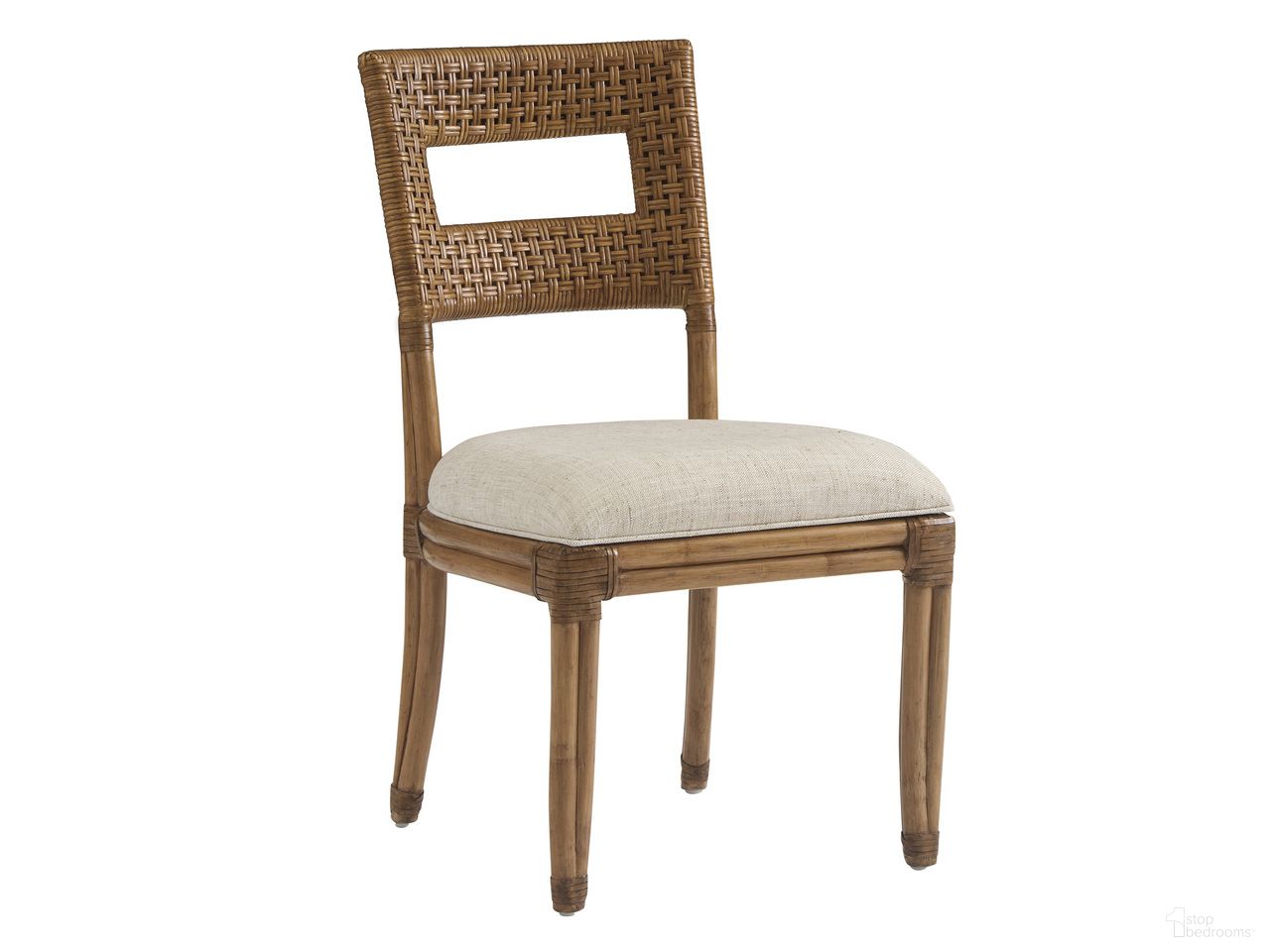 The appearance of Key Biscayne Delano Woven Side Chair In Sunwashed designed by Tommy Bahama in the coastal interior design. This sunwashed piece of furniture  was selected by 1StopBedrooms from Key Biscayne Collection to add a touch of cosiness and style into your home. Sku: 579-880-01. Material: Veneer. Chair Type: Side Chair.