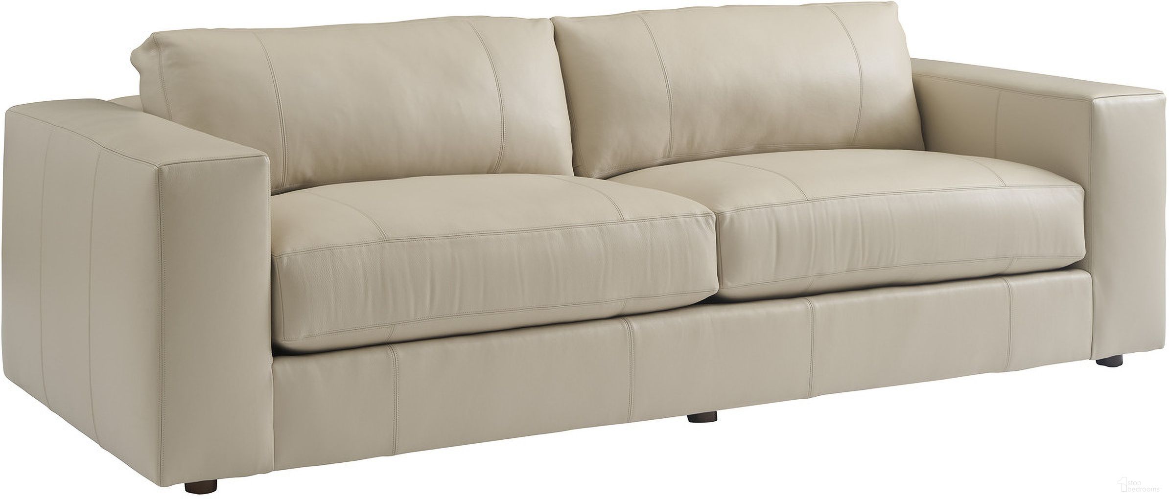 The appearance of Key Biscayne Granville Leather Sofa designed by Tommy Bahama in the coastal interior design. This ivory and white piece of furniture  was selected by 1StopBedrooms from Key Biscayne Collection to add a touch of cosiness and style into your home. Sku: LL7129-33-40.