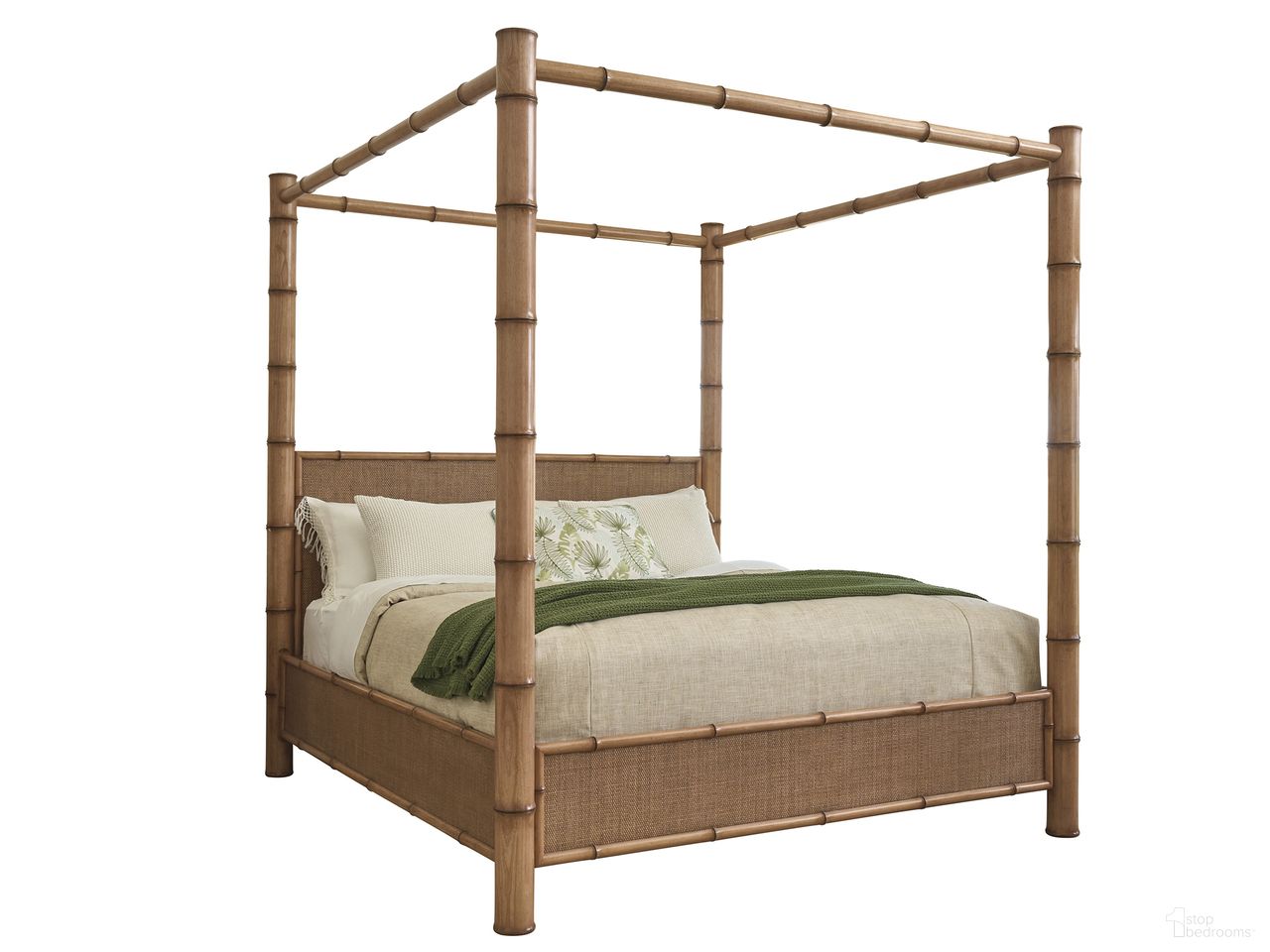 The appearance of Key Biscayne Islandia Queen Canopy Bed In Sunwashed designed by Tommy Bahama in the coastal interior design. This sunwashed piece of furniture was selected by 1StopBedrooms from Key Biscayne Collection to add a touch of cosiness and style into your home. Sku: 579-173C. Bed Type: Canopy Bed. Bed Size: Queen. Material: Veneer.