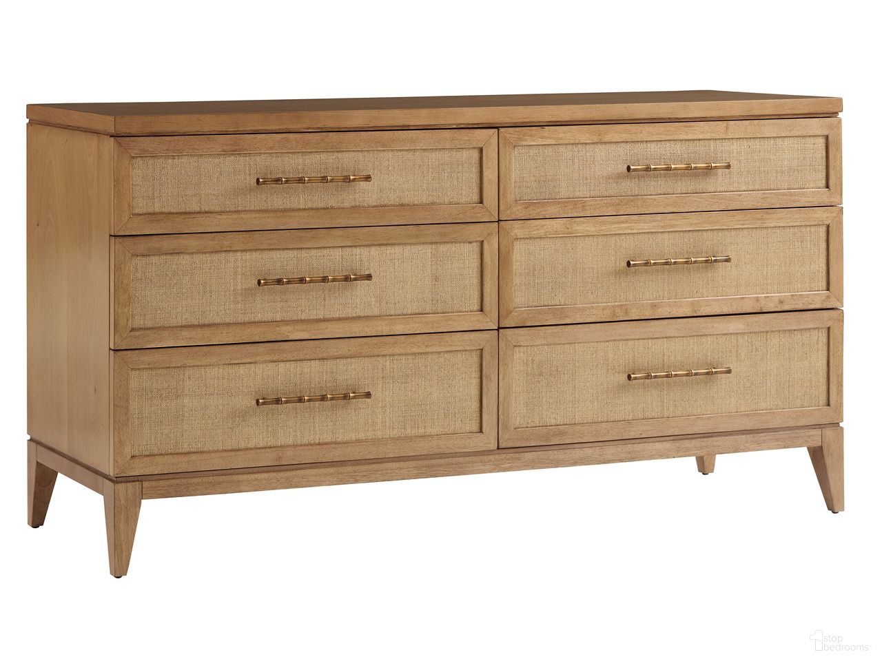 The appearance of Key Biscayne Matheson Double Dresser In Sunwashed designed by Tommy Bahama in the coastal interior design. This sunwashed piece of furniture  was selected by 1StopBedrooms from Key Biscayne Collection to add a touch of cosiness and style into your home. Sku: 579-222. Material: Veneer.