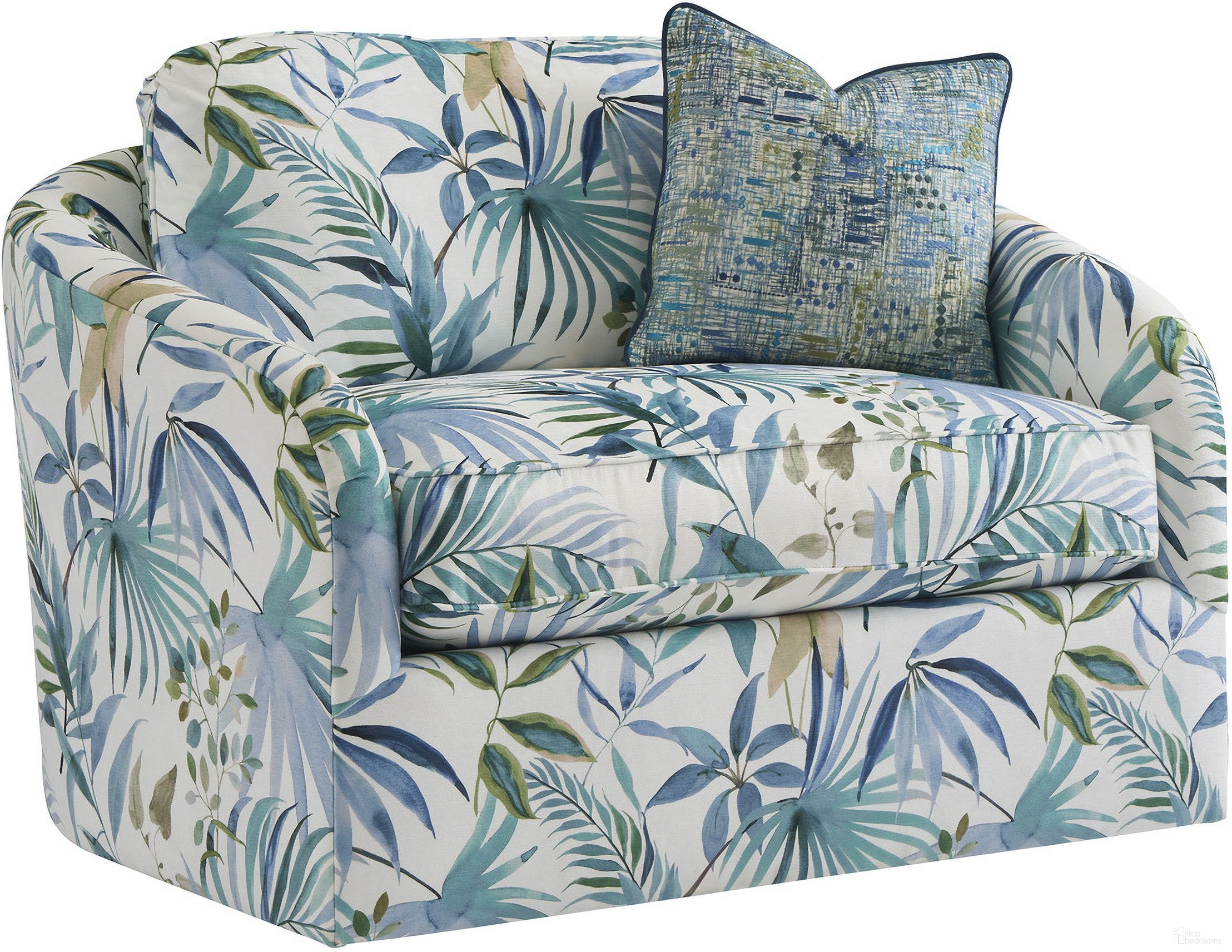 The appearance of Key Biscayne Moorings Swivel Chair designed by Tommy Bahama in the coastal interior design. This blue/aqua piece of furniture  was selected by 1StopBedrooms from Key Biscayne Collection to add a touch of cosiness and style into your home. Sku: 7279-11SW-40.