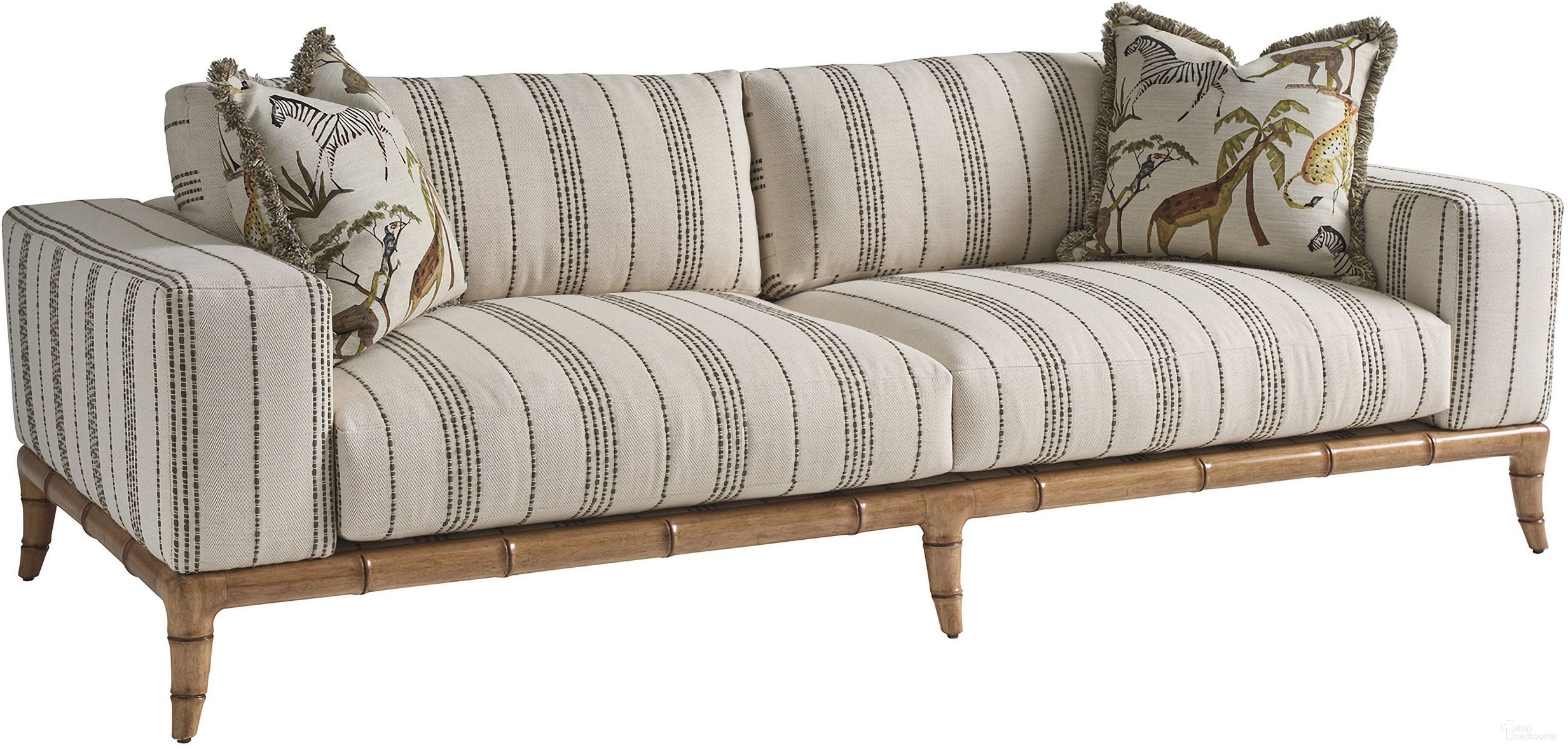 The appearance of Key Biscayne Star Islands Sofa In Brown designed by Tommy Bahama in the coastal interior design. This brown piece of furniture was selected by 1StopBedrooms from Key Biscayne Collection to add a touch of cosiness and style into your home. Sku: 1702-33-41. Material: Rattan.