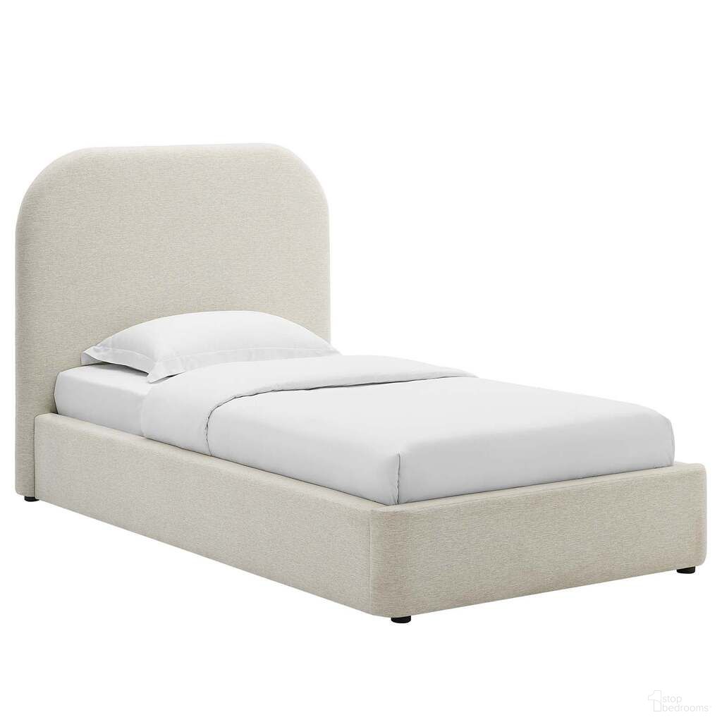 The appearance of Keynote Upholstered Fabric Curved Twin Platform Bed In Ivory designed by Modway in the modern / contemporary interior design. This ivory piece of furniture was selected by 1StopBedrooms from Keynote Collection to add a touch of cosiness and style into your home. Sku: MOD-7136-HEI-1;MOD-7136-HEI-2. Bed Type: Platform Bed. Material: Wood. Bed Size: Twin.