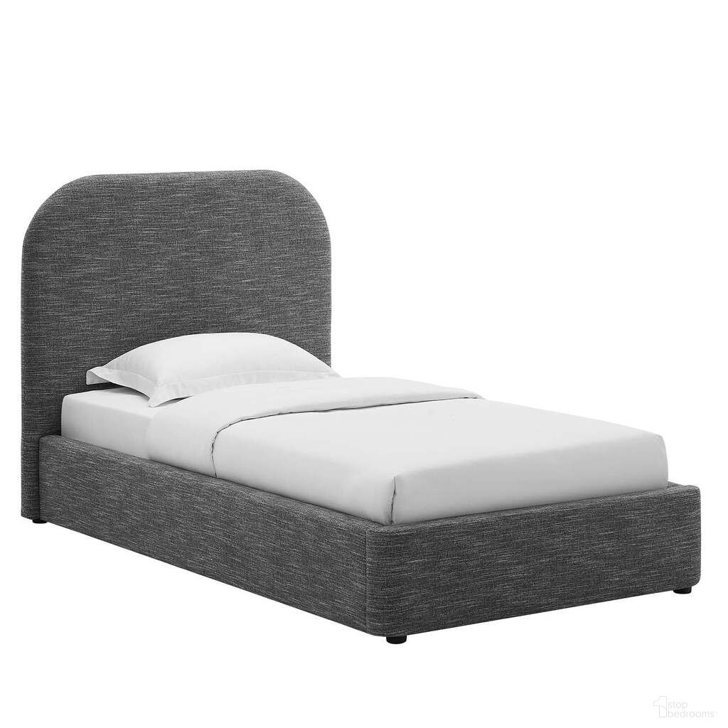 Keynote Upholstered Fabric Curved Twin Platform Bed In Slate