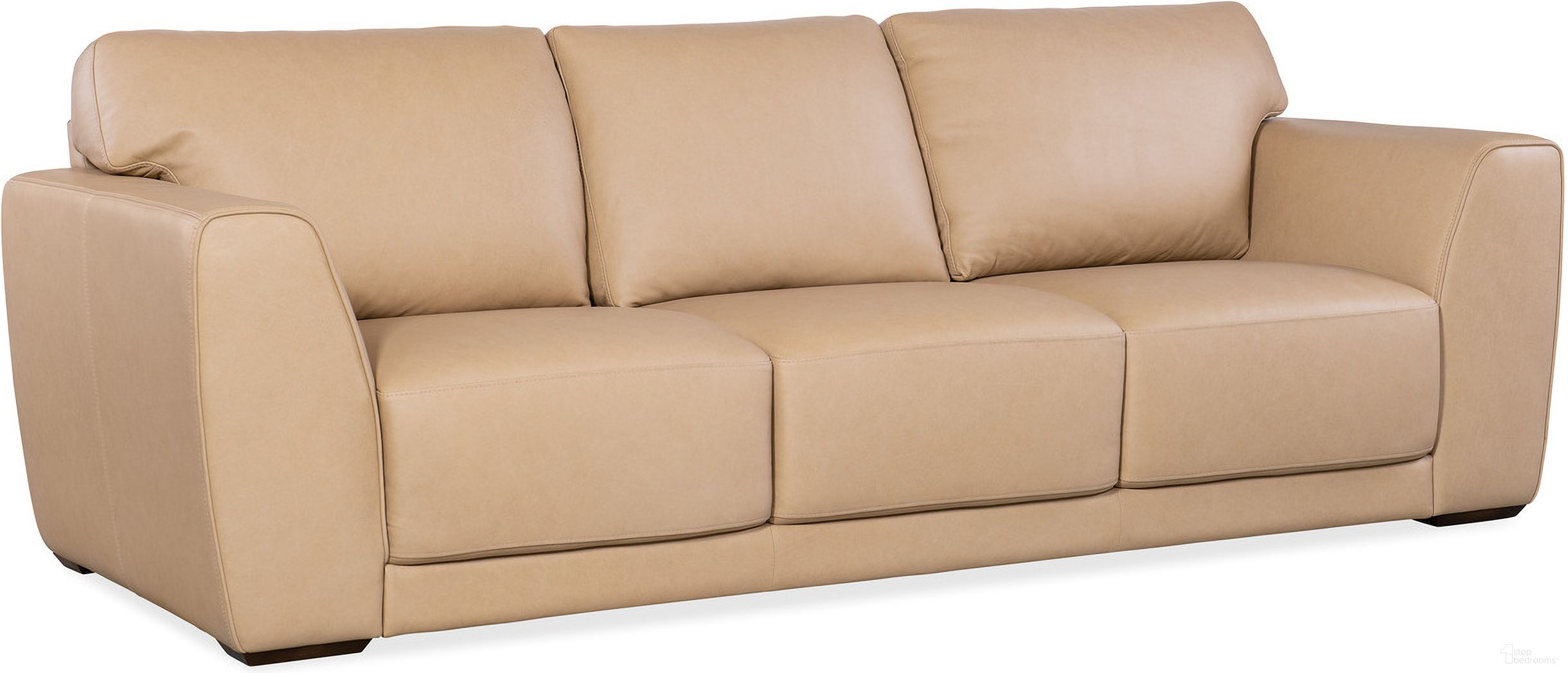 The appearance of Keys Sofa In Beige designed by Hooker in the transitional interior design. This beige piece of furniture  was selected by 1StopBedrooms from SS Collection to add a touch of cosiness and style into your home. Sku: SS117-03-080. Material: Leather.