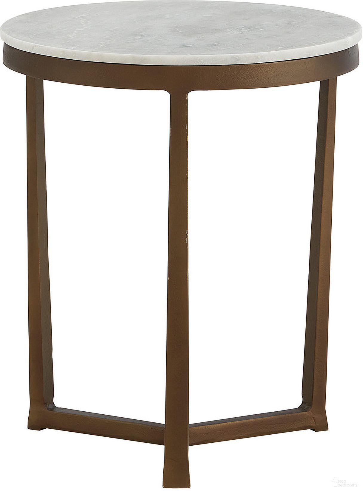 Kia Cast Aluminum Frame with Marble Top Round 18 Inch End Table In White