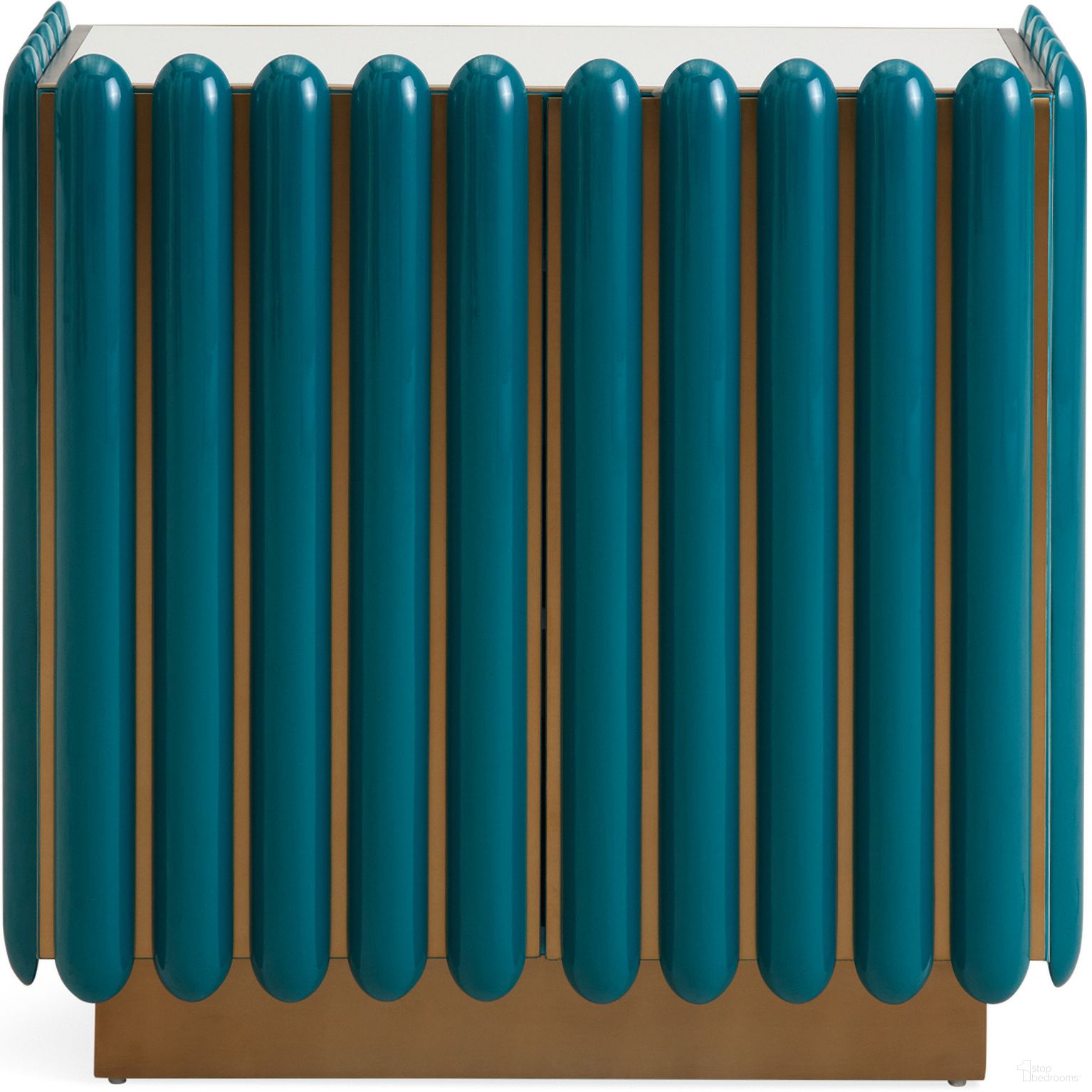The appearance of Kiki Cabinet In Teal designed by Jonathan Adler in the modern / contemporary interior design. This teal piece of furniture was selected by 1StopBedrooms from Kiki Collection to add a touch of cosiness and style into your home. Sku: 31697. Material: Lacquer.