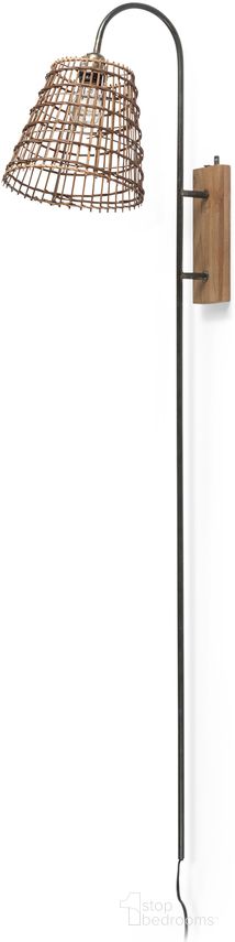 Kiley Woven Shade with Metal Wall Sconce In Brown