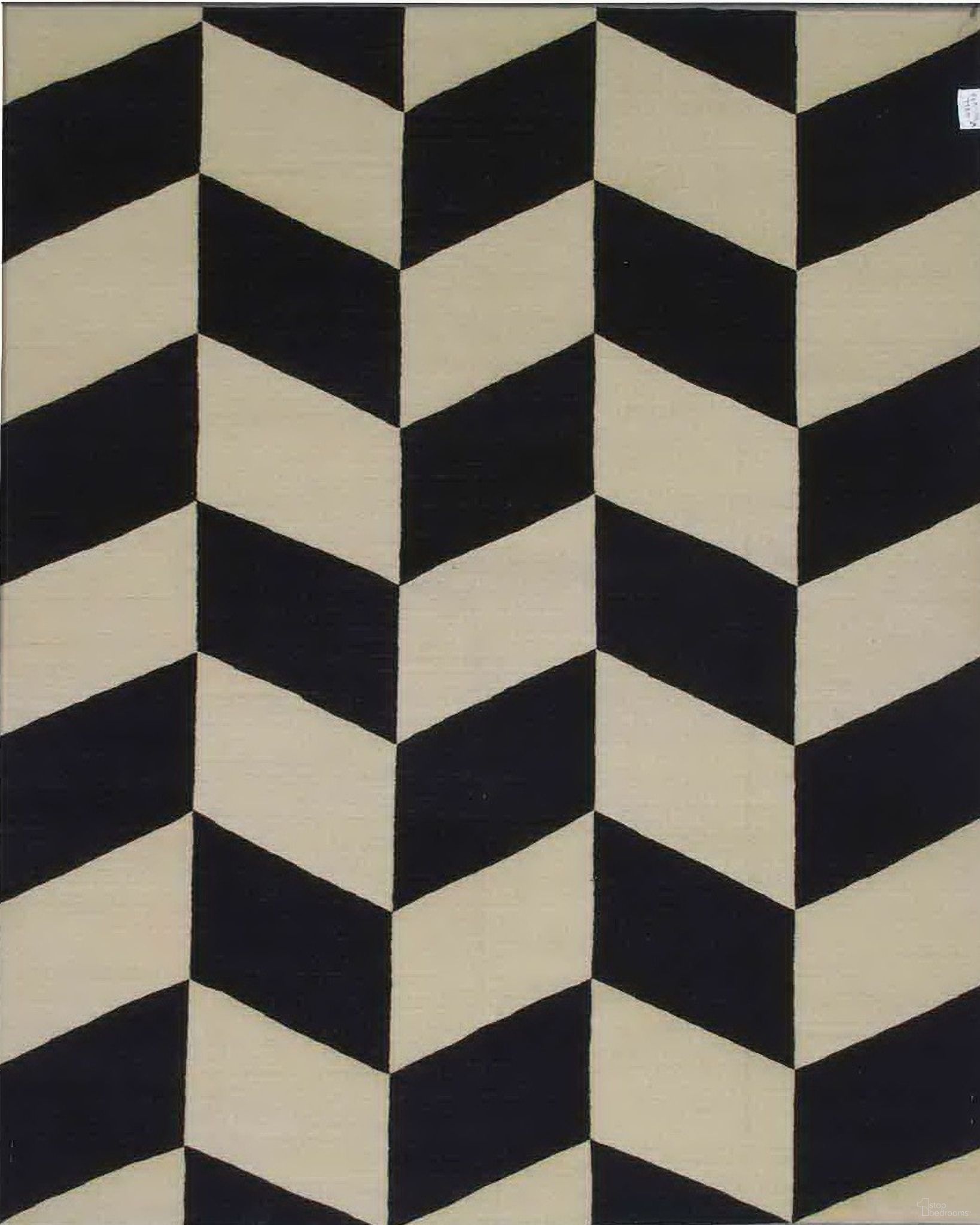Kilim Collection Hand-Woven Lamb's Wool Area Rug- 8' 2" x 9' 9" In Ivory and Black
