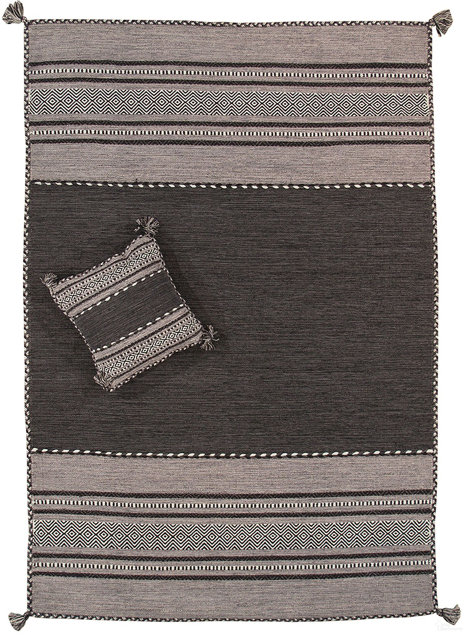 Kilim Collection Hand-Woven Lamb's Wool Area Rug- 8' x 10' In Grey