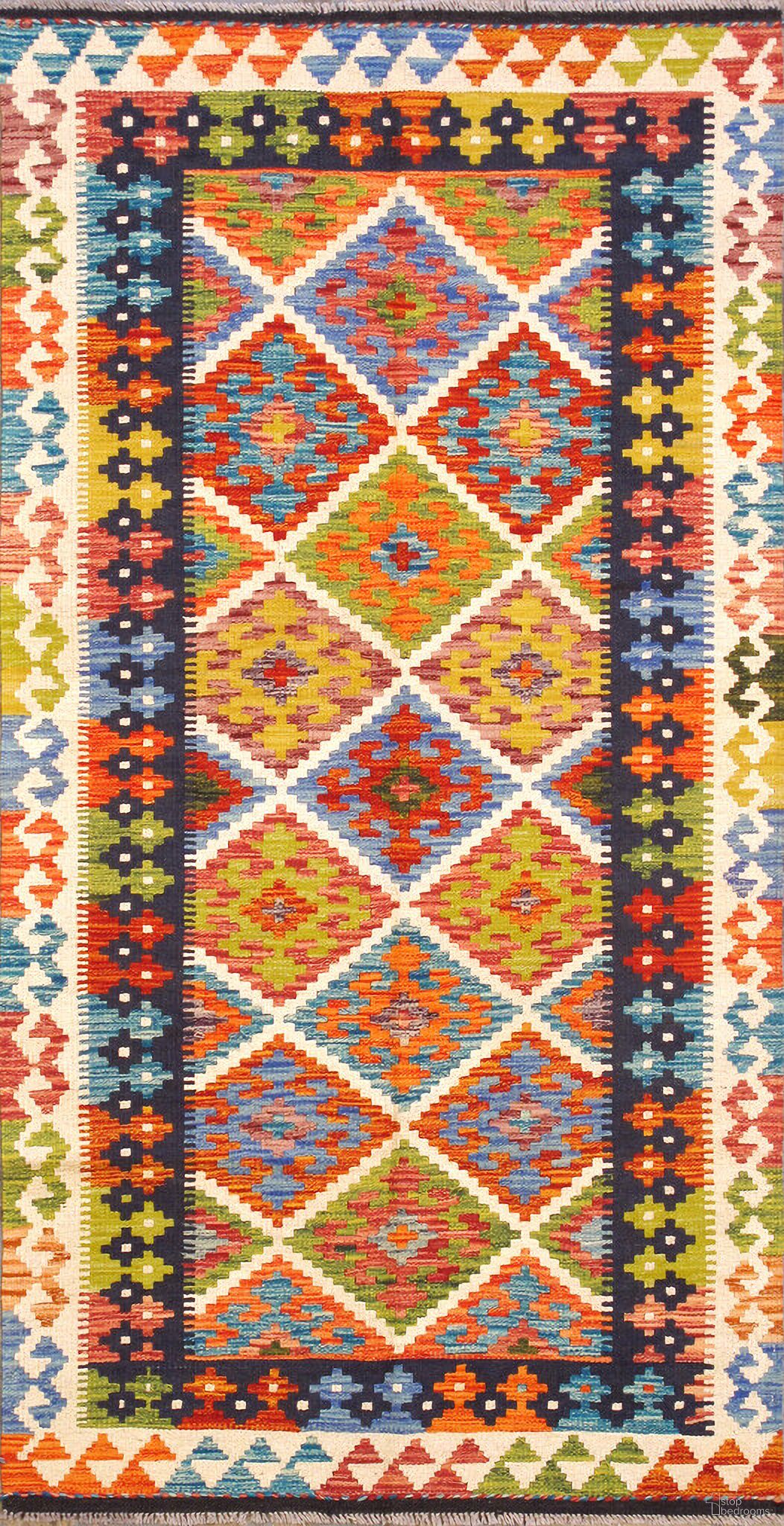 Kilim Collection Reversible Wool Area Rug- 3'5" x 6'8" In Multi