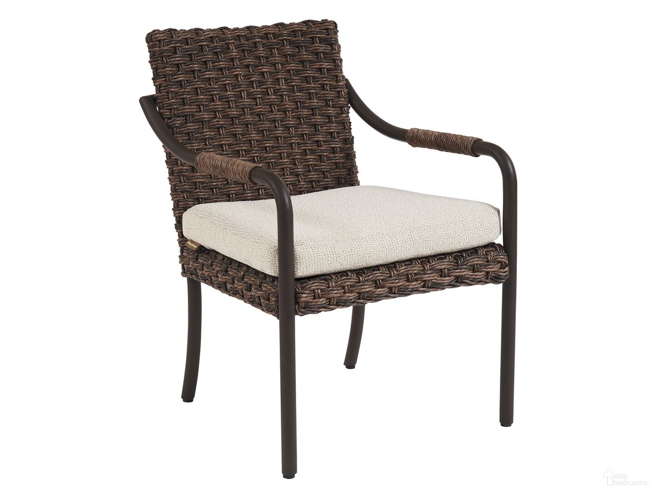 The appearance of Kilimanjaro Arm Dining Chair In Brown/Black/Cream designed by Tommy Bahama in the modern / contemporary interior design. This brown/black/cream piece of furniture was selected by 1StopBedrooms from Kilimanjaro Collection to add a touch of cosiness and style into your home. Sku: 3350-13-40. Material: Woven.
