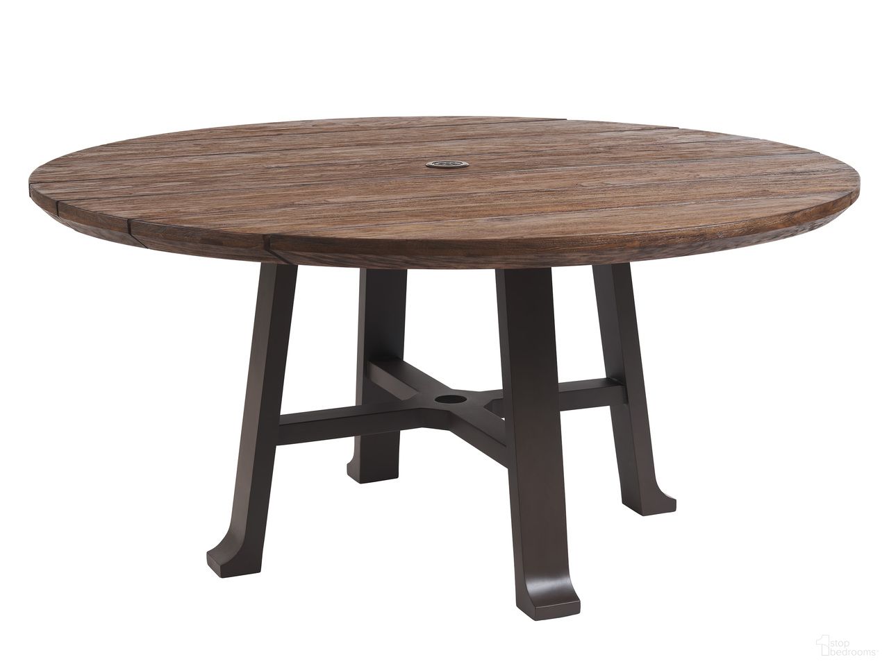 The appearance of Kilimanjaro Round Dining Table In Dark Brown designed by Tommy Bahama in the modern / contemporary interior design. This dark brown piece of furniture  was selected by 1StopBedrooms from Kilimanjaro Collection to add a touch of cosiness and style into your home. Sku: 3350-870C. Table Top Shape: Round. Material: Woven.