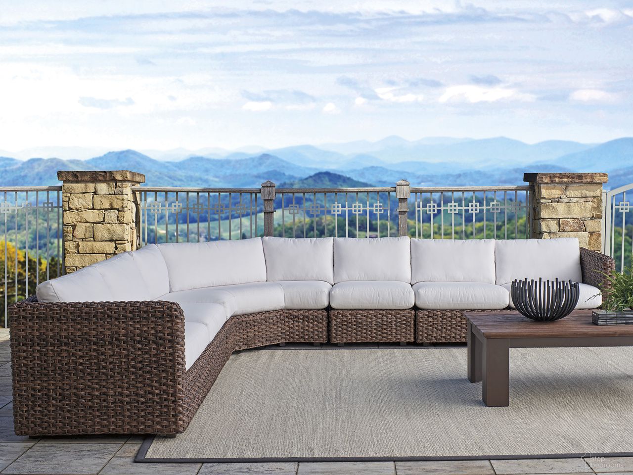 The appearance of Kilimanjaro Sectional In White and Dark Brown designed by Tommy Bahama in the modern / contemporary interior design. This white/dark brown piece of furniture was selected by 1StopBedrooms from Kilimanjaro Collection to add a touch of cosiness and style into your home. Sku: 3350-50S-41. Material: Woven.