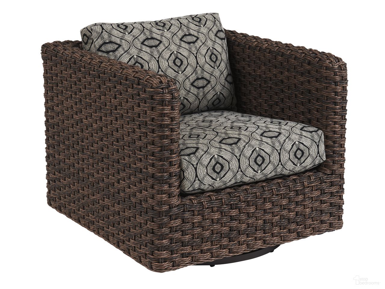 The appearance of Kilimanjaro Swivel Glider Lounge Chair In Dark Brown designed by Tommy Bahama in the modern / contemporary interior design. This dark brown piece of furniture was selected by 1StopBedrooms from Kilimanjaro Collection to add a touch of cosiness and style into your home. Sku: 3350-11SG-40. Material: Woven.
