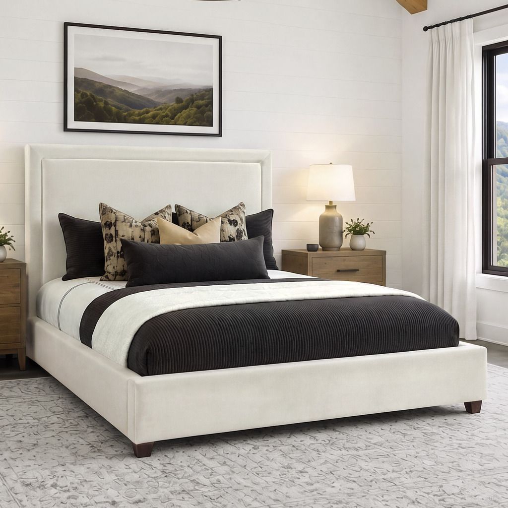 Kimberly King Upholstered Bed In Mystical Linen