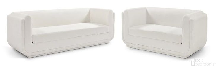 Kimora Linen Textured Fabric Living Room Set In Cream