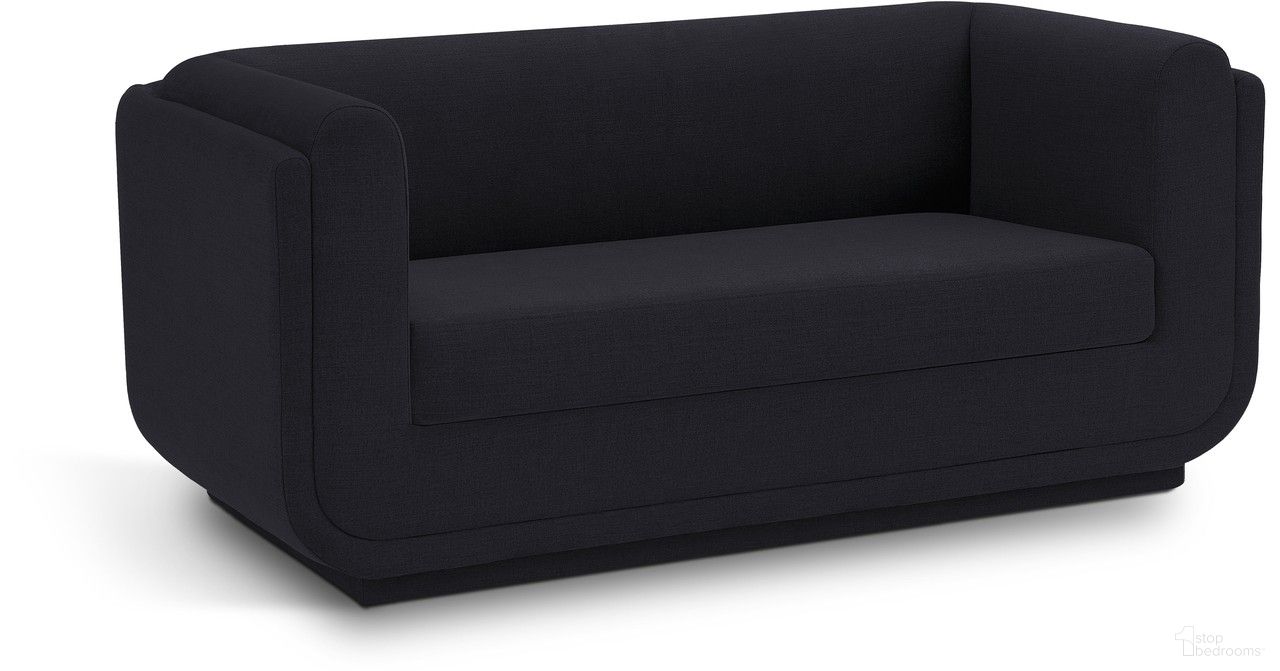 The appearance of Kimora Linen Textured Fabric Loveseat In Black designed by Meridian in the modern / contemporary interior design. This black piece of furniture  was selected by 1StopBedrooms from Kimora Collection to add a touch of cosiness and style into your home. Sku: 151Black-L. Material: Wood.