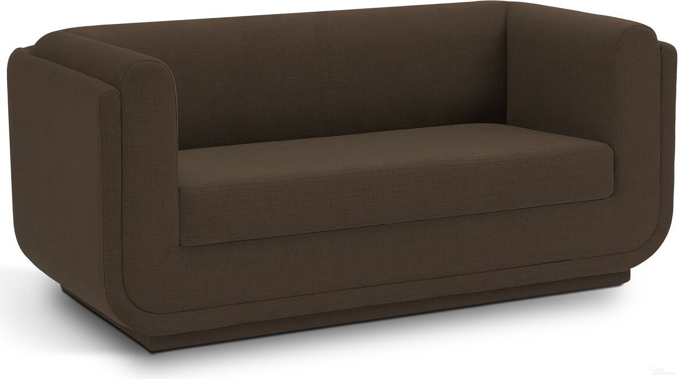 The appearance of Kimora Linen Textured Fabric Loveseat In Brown designed by Meridian in the modern / contemporary interior design. This brown piece of furniture was selected by 1StopBedrooms from Kimora Collection to add a touch of cosiness and style into your home. Sku: 151Brown-L. Material: Wood.