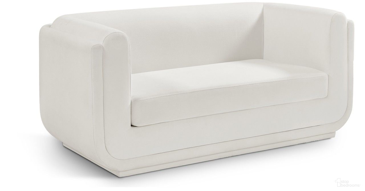 Kimora Linen Textured Fabric Loveseat In Cream