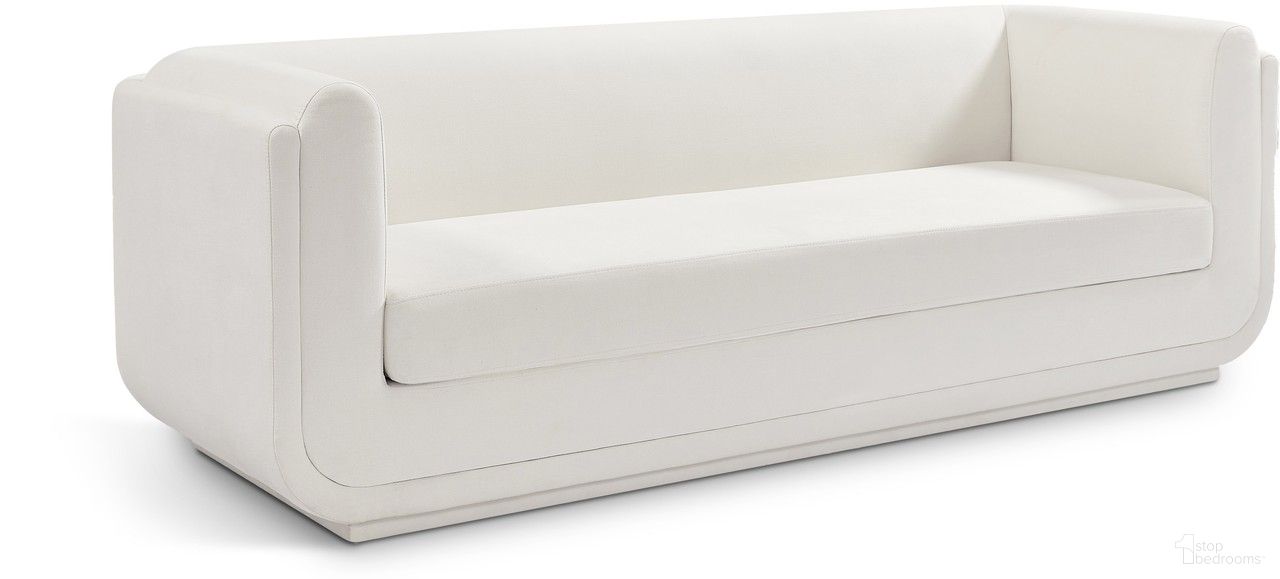 Kimora Linen Textured Fabric Sofa In Cream