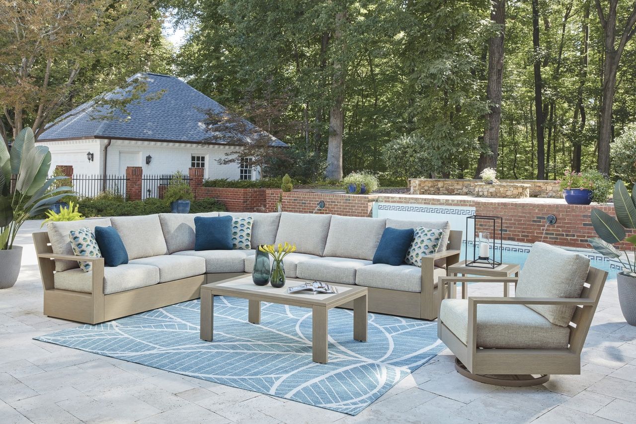 The appearance of Kimpton Isle Outdoor Occasional Table Set In Brown designed by Signature Design by Ashley in the modern / contemporary interior design. This brown piece of furniture was selected by 1StopBedrooms from Kimpton Isle Collection to add a touch of cosiness and style into your home. Sku: P704-701;P704-702. Material: Marble.