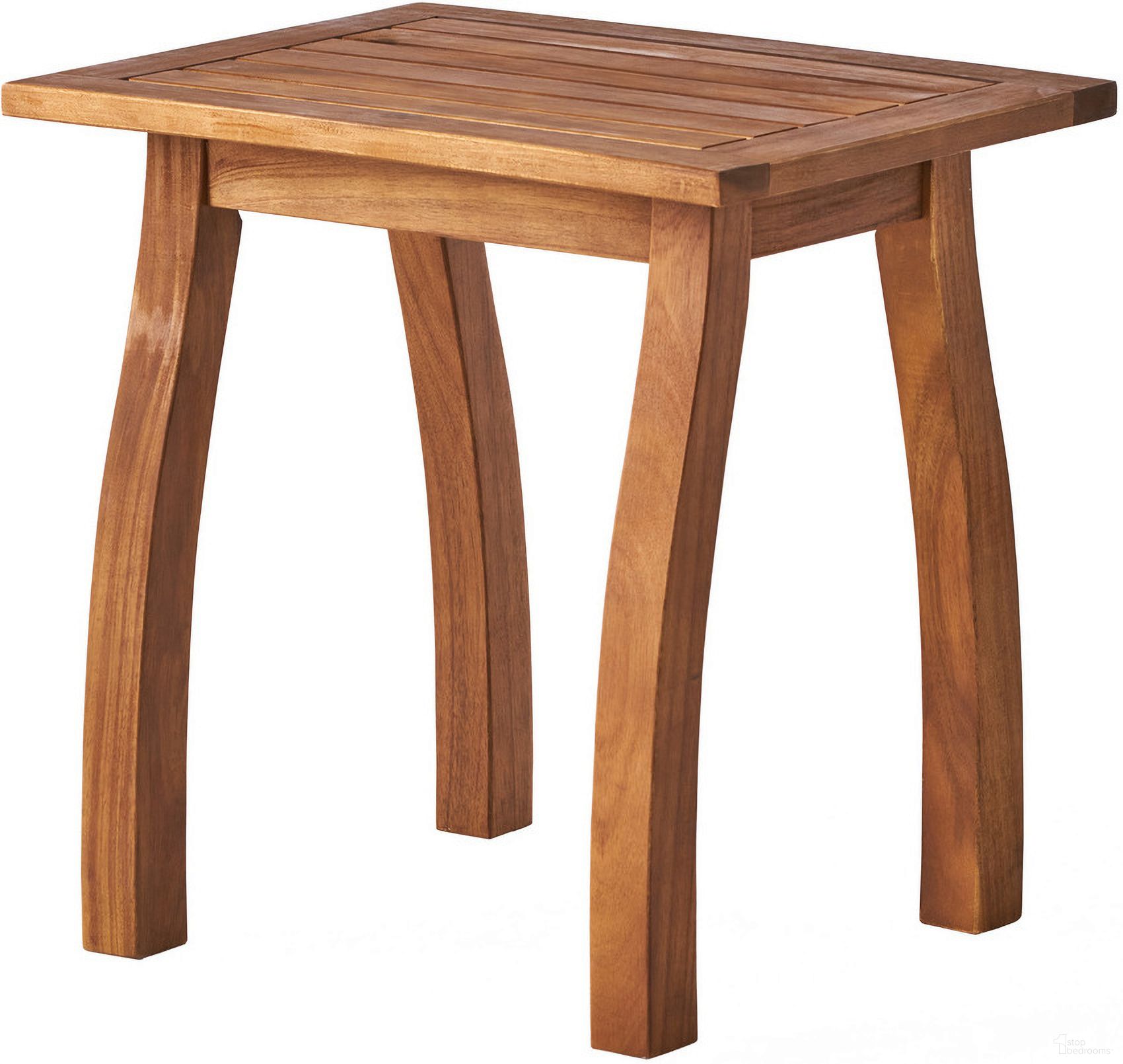 The appearance of Kinesis Outdoor Side Table with Slatted Top and Wood Frame In Teak designed by Noble House in the rustic / southwestern interior design. This teak piece of furniture was selected by 1StopBedrooms from Kinesis Collection to add a touch of cosiness and style into your home. Sku: 57501.00ACA. Table Top Shape: Rectangular. Material: Acacia Wood.