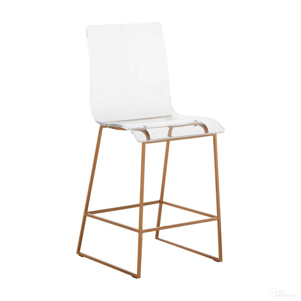 The appearance of King 24.75 Counter Height Stool In Antique Gold and Clear designed by Gabby in the transitional interior design. This antique gold/clear piece of furniture was selected by 1StopBedrooms from King Collection to add a touch of cosiness and style into your home. Sku: SCH-151140. Material: Iron.