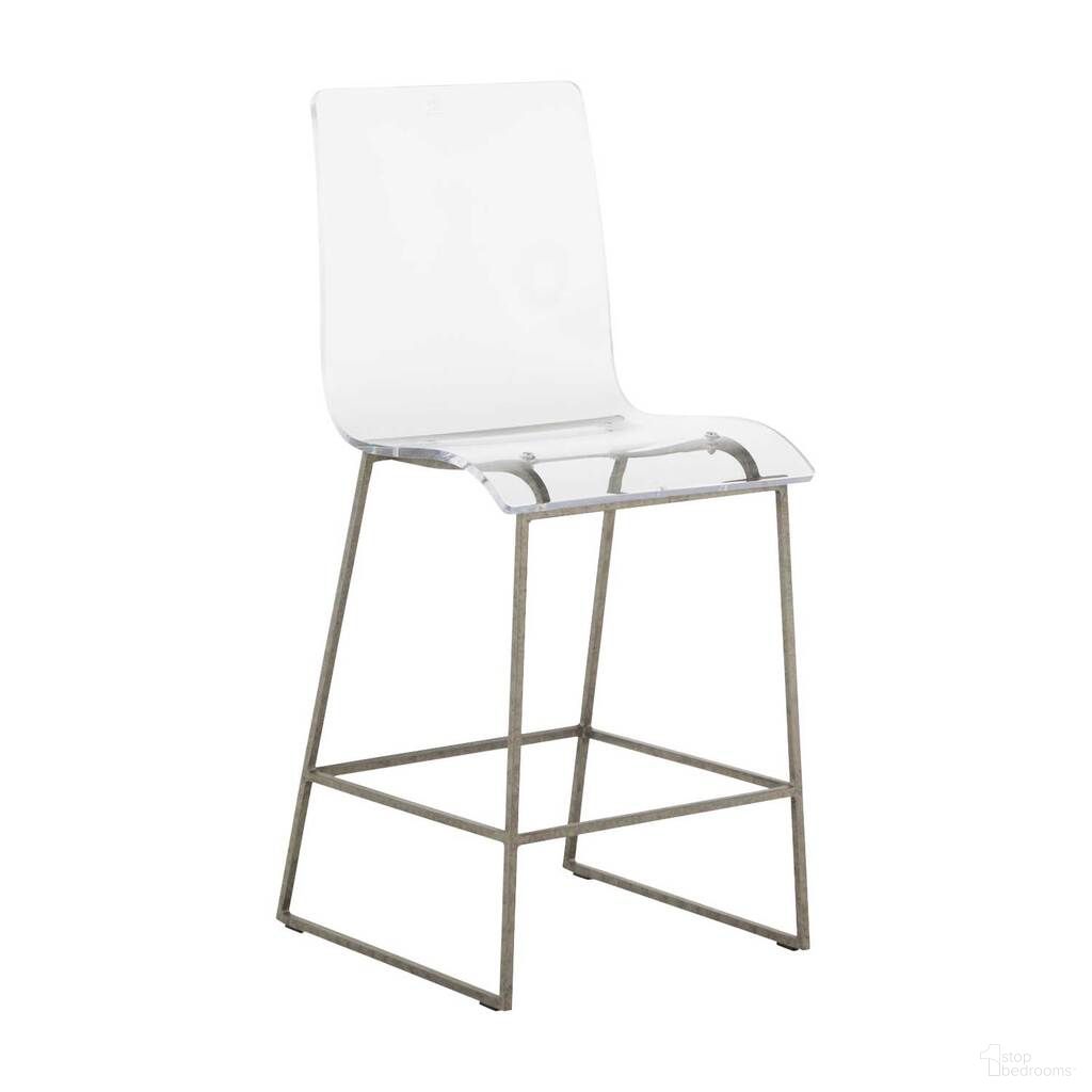 The appearance of King 24.75 Inch Counter Height Stool In Antique Silver and Clear designed by Gabby in the transitional interior design. This antique silver/clear piece of furniture was selected by 1StopBedrooms from King Collection to add a touch of cosiness and style into your home. Sku: SCH-151620. Material: Iron.