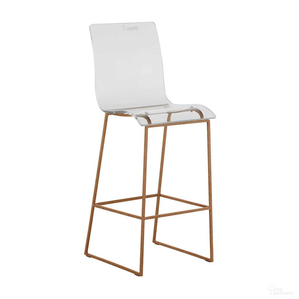 The appearance of King 30.25 Inch Bar Height Stool In Antique Gold and Clear designed by Gabby in the transitional interior design. This antique gold/clear piece of furniture  was selected by 1StopBedrooms from King Collection to add a touch of cosiness and style into your home. Sku: SCH-151345. Material: Iron.
