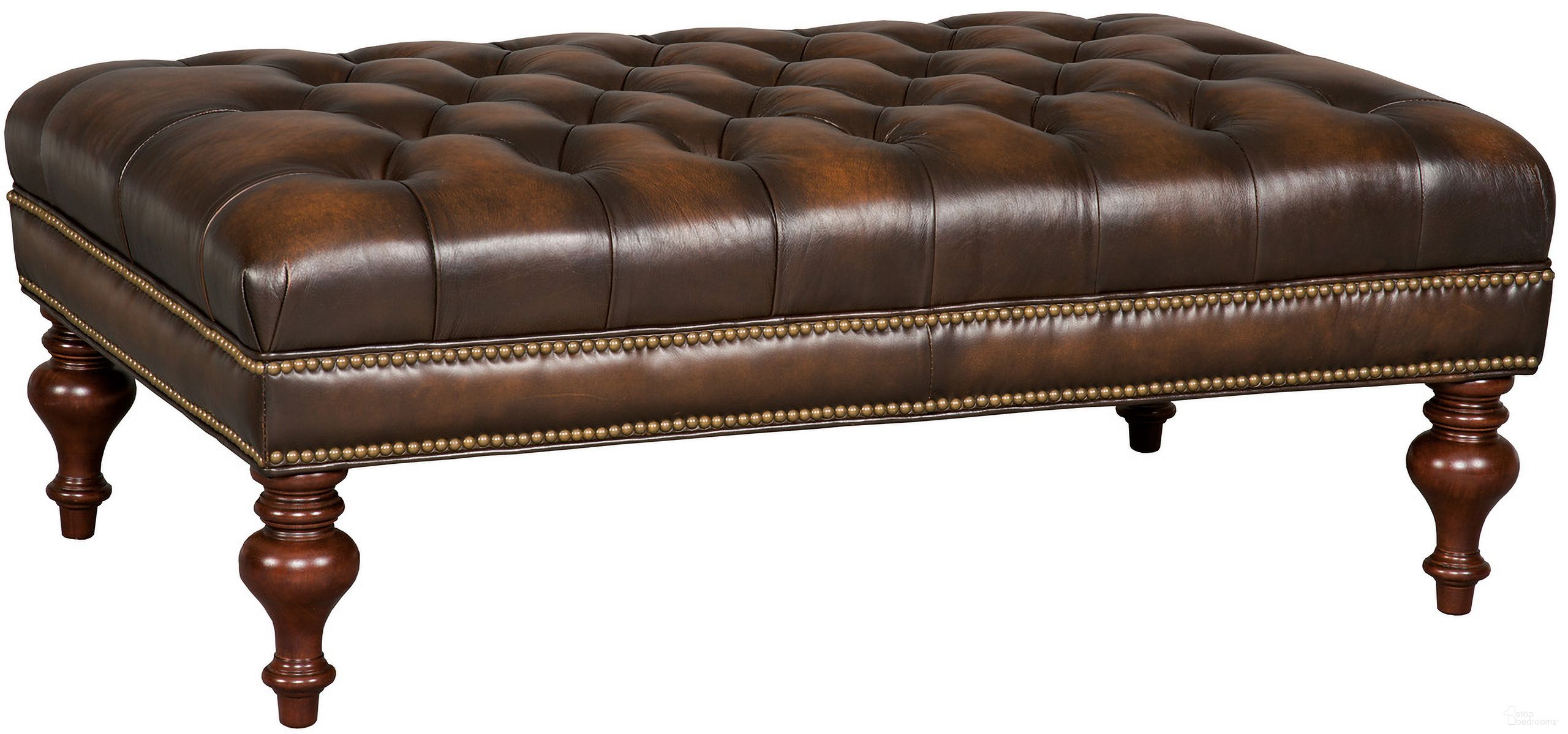 The appearance of CO Kingley Brown Tufted Cocktail Leather Ottoman designed by Hooker in the traditional interior design. This brown piece of furniture was selected by 1StopBedrooms from CO Collection to add a touch of cosiness and style into your home. Sku: CO385-085. Material: Leather.