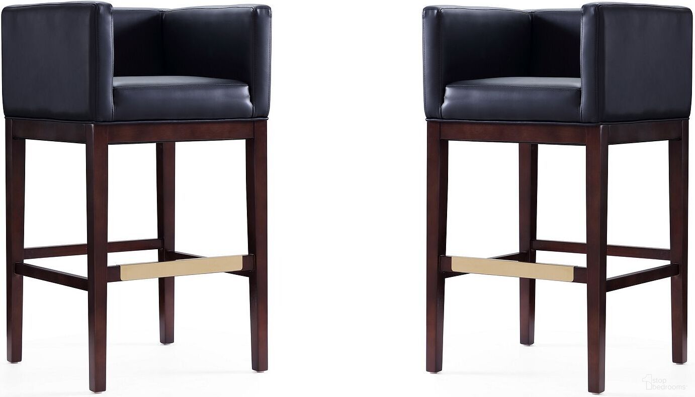 The appearance of Kingsley Barstool in Black and Dark Walnut (Set of 2) designed by Manhattan Comfort in the transitional interior design. This black piece of furniture  was selected by 1StopBedrooms from Kingsley Collection to add a touch of cosiness and style into your home. Sku: BS012-BK;BS012-BK. Material: Wood.
