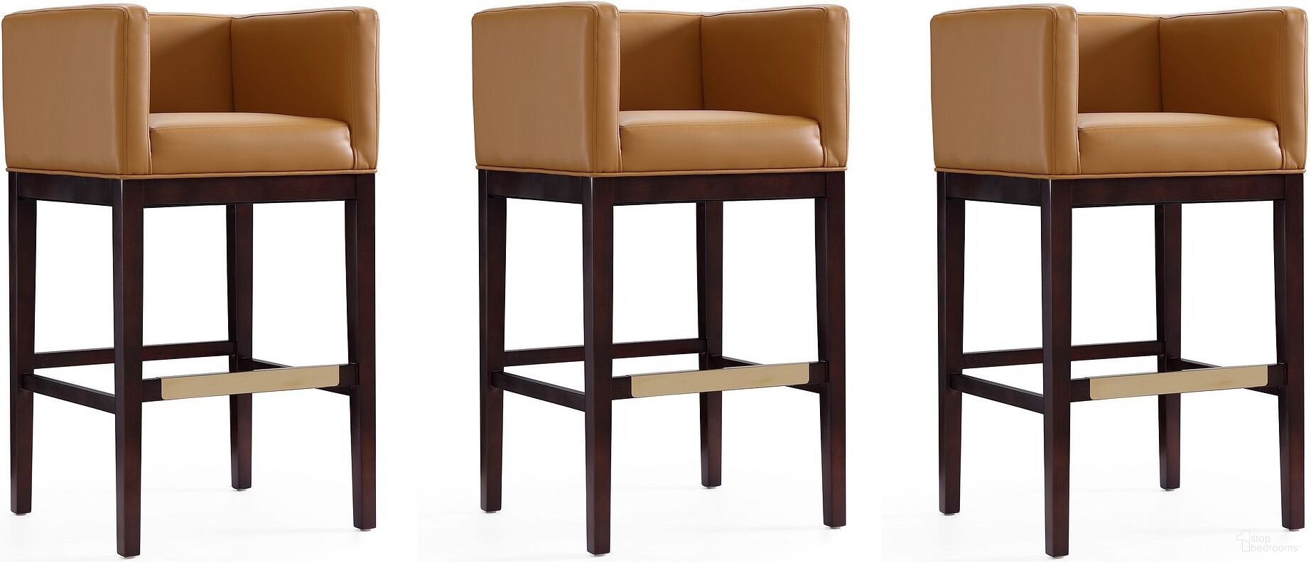 The appearance of Kingsley Barstool in Camel and Dark Walnut (Set of 3) designed by Manhattan Comfort in the transitional interior design. This camel piece of furniture was selected by 1StopBedrooms from Kingsley Collection to add a touch of cosiness and style into your home. Sku: BS012-CL;BS012-CL;BS012-CL. Material: Wood.