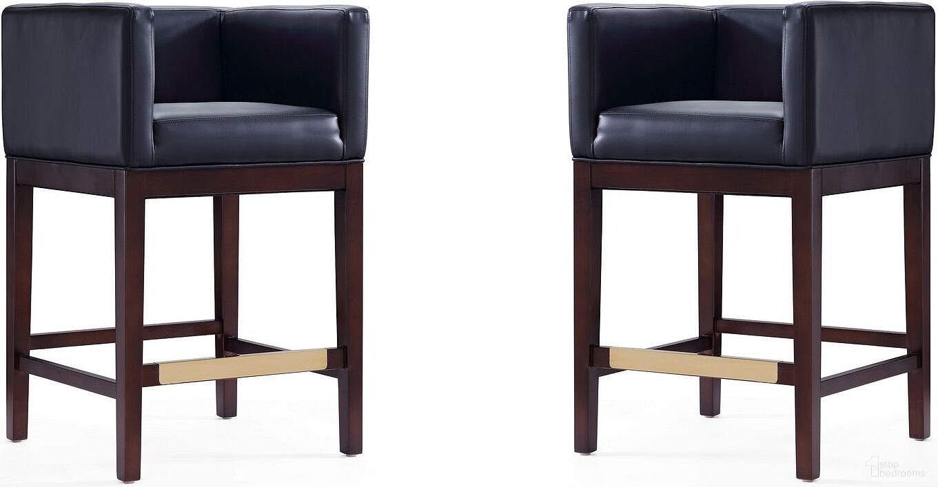 The appearance of Kingsley Counter Stool in Black and Dark Walnut (Set of 2) designed by Manhattan Comfort in the transitional interior design. This black piece of furniture  was selected by 1StopBedrooms from Kingsley Collection to add a touch of cosiness and style into your home. Sku: CS005-BK;CS005-BK. Material: Wood.