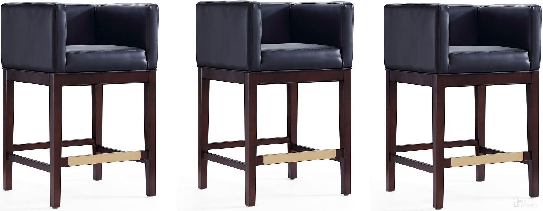 The appearance of Kingsley Counter Stool in Black and Dark Walnut (Set of 3) designed by Manhattan Comfort in the transitional interior design. This black piece of furniture  was selected by 1StopBedrooms from Kingsley Collection to add a touch of cosiness and style into your home. Sku: CS005-BK;CS005-BK;CS005-BK. Material: Wood.