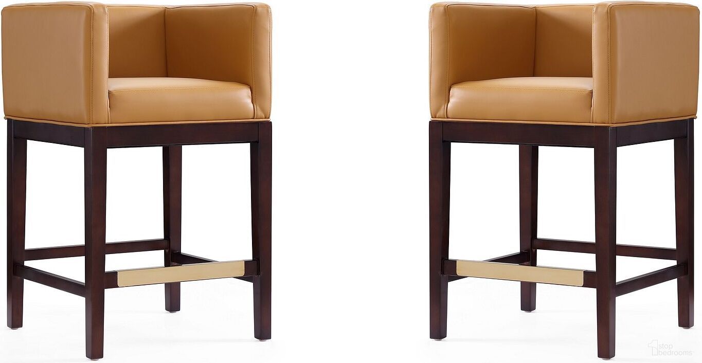 The appearance of Kingsley Counter Stool in Camel and Dark Walnut (Set of 2) designed by Manhattan Comfort in the transitional interior design. This camel piece of furniture was selected by 1StopBedrooms from Kingsley Collection to add a touch of cosiness and style into your home. Sku: CS005-CL;CS005-CL. Material: Wood.