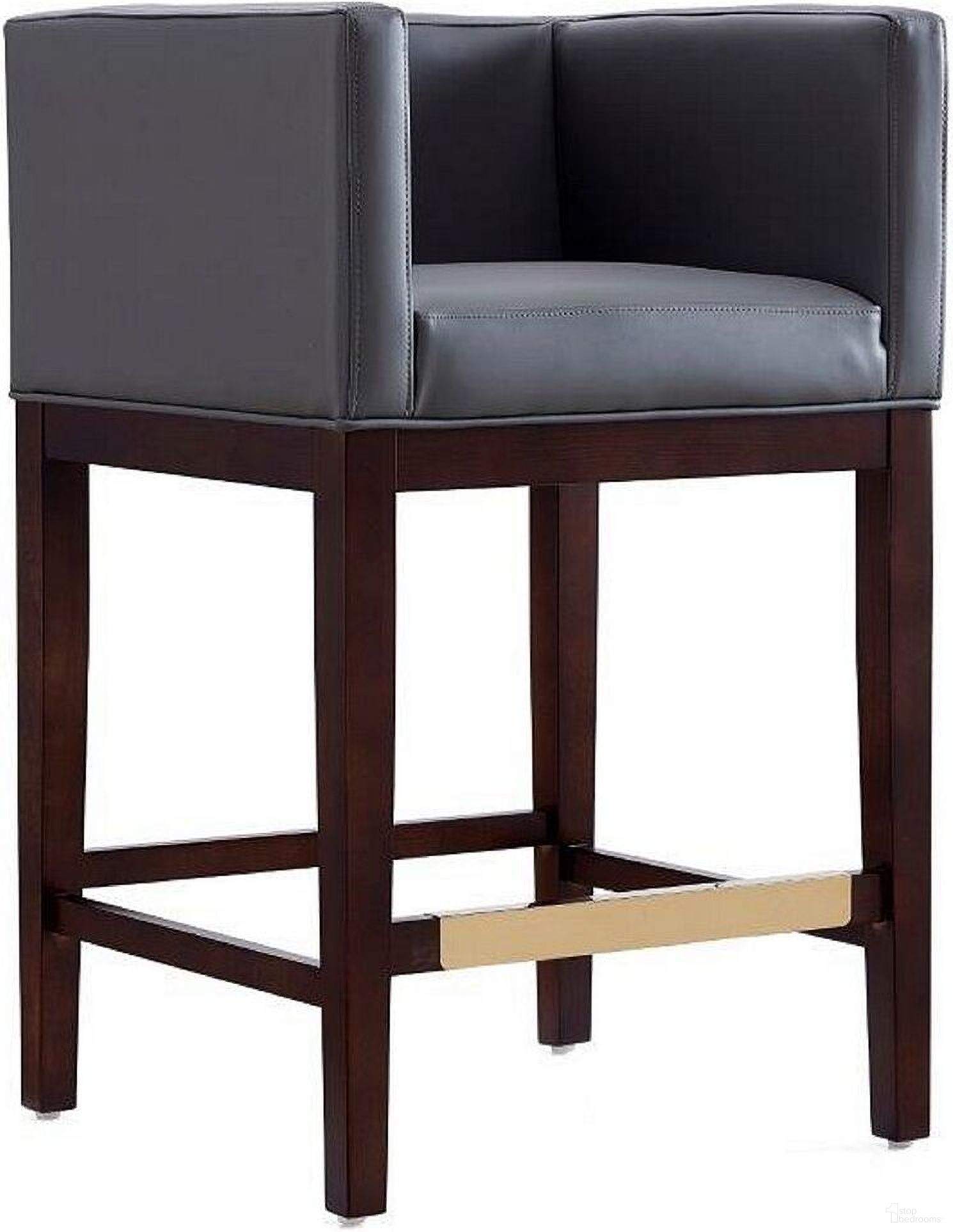 The appearance of Kingsley Counter Stool in Grey and Dark Walnut designed by Manhattan Comfort in the transitional interior design. This walnut and grey piece of furniture was selected by 1StopBedrooms from Kingsley Collection to add a touch of cosiness and style into your home. Sku: CS005-GY. Material: Wood.