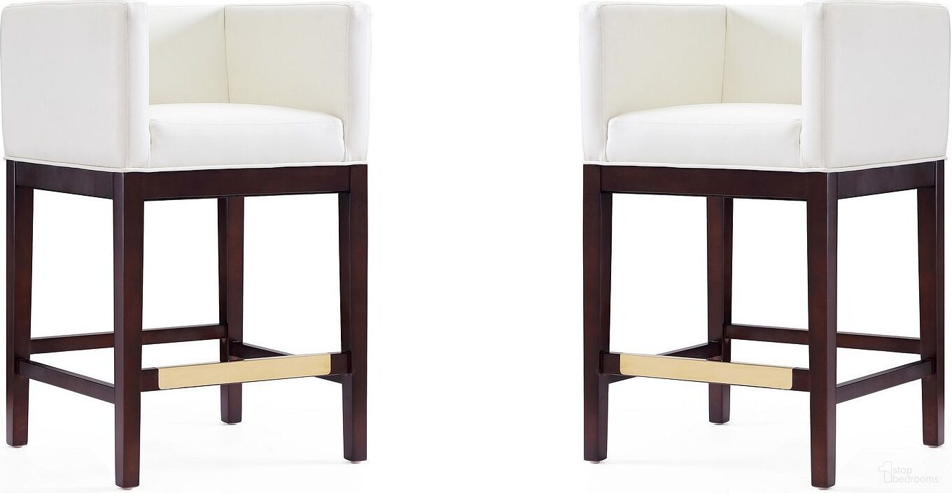 The appearance of Kingsley Counter Stool in Ivory and Dark Walnut (Set of 2) designed by Manhattan Comfort in the transitional interior design. This ivory piece of furniture  was selected by 1StopBedrooms from Kingsley Collection to add a touch of cosiness and style into your home. Sku: CS005-IV;CS005-IV. Material: Wood.
