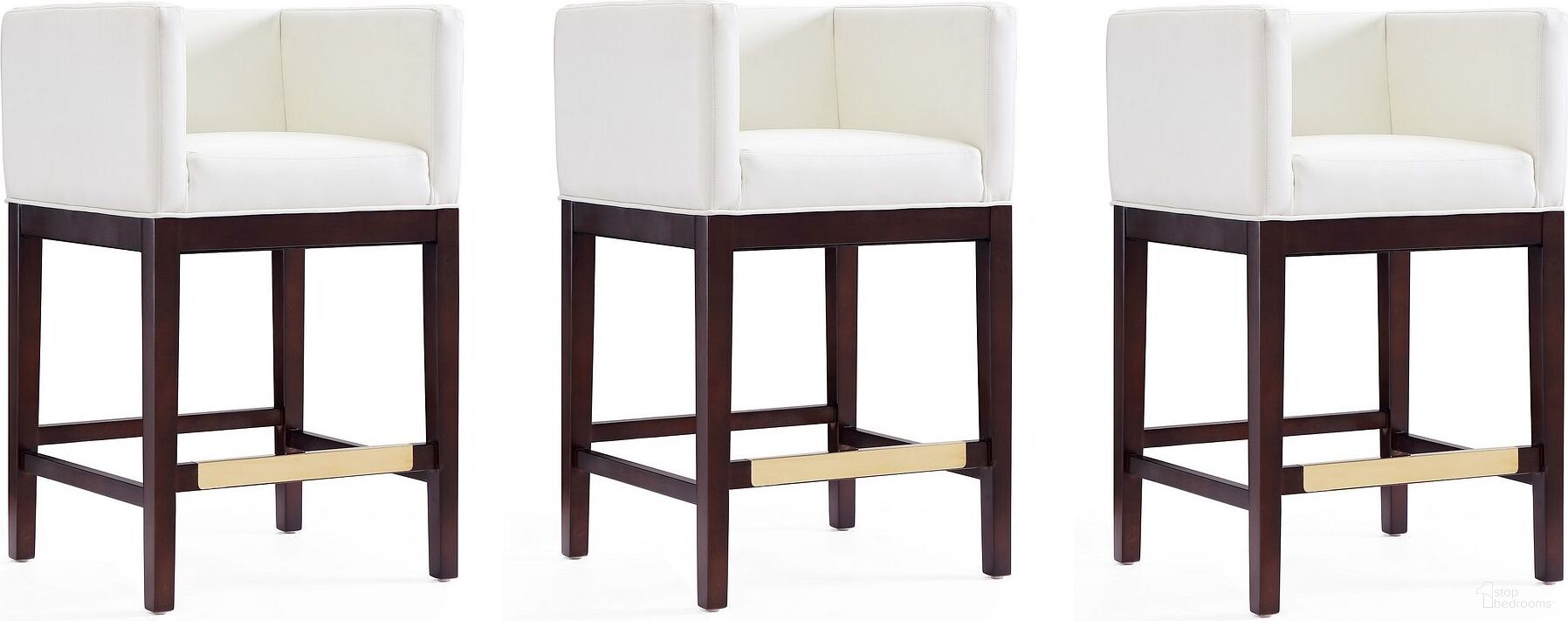 The appearance of Kingsley Counter Stool in Ivory and Dark Walnut (Set of 3) designed by Manhattan Comfort in the transitional interior design. This ivory piece of furniture was selected by 1StopBedrooms from Kingsley Collection to add a touch of cosiness and style into your home. Sku: CS005-IV;CS005-IV;CS005-IV. Material: Wood.