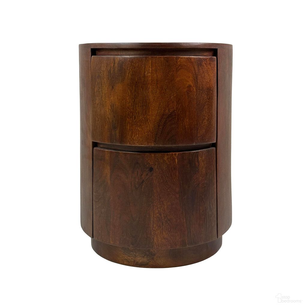 Kingston 2-Drawer 18 Inch Round Nightstand In Chestnut