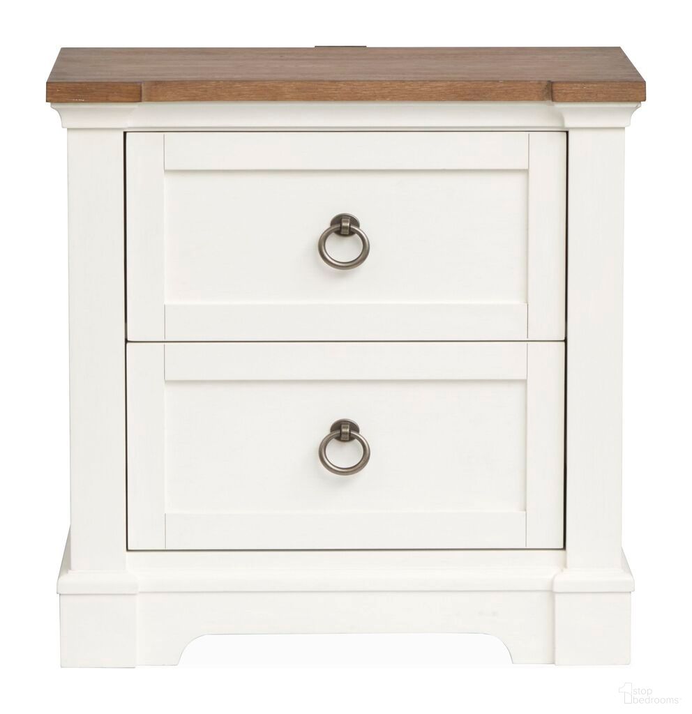 The appearance of Kingston Drawer Nightstand In Whisper White And Cerused Nutmeg designed by Magnussen in the transitional interior design. This whisper white and cerused nutmeg piece of furniture  was selected by 1StopBedrooms from Kingston Collection to add a touch of cosiness and style into your home. Sku: B6407-01. Material: Oak Veneer.