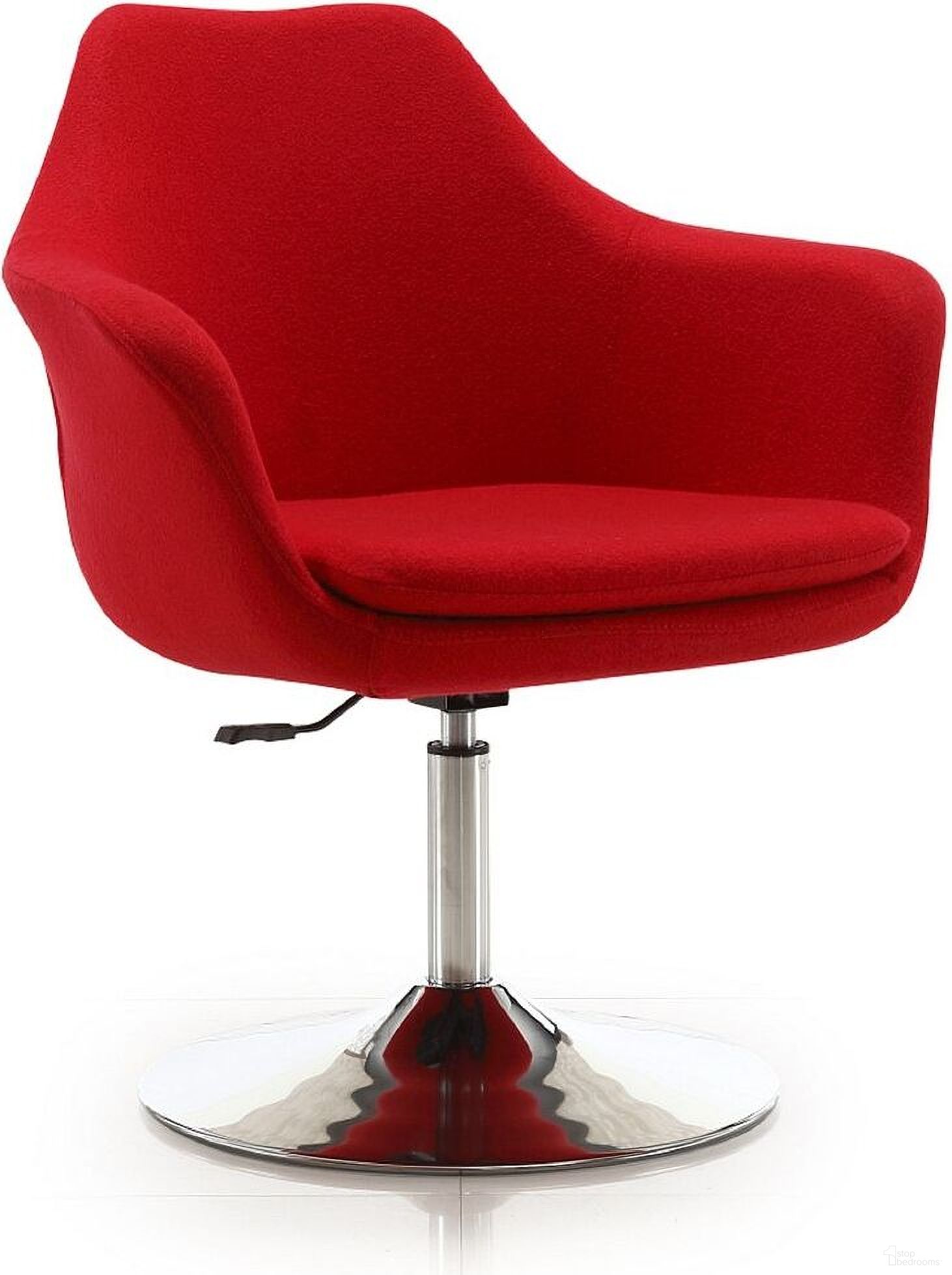 Kinsey Adjustable Height Swivel Accent Chair in Red and Polished Chrome
