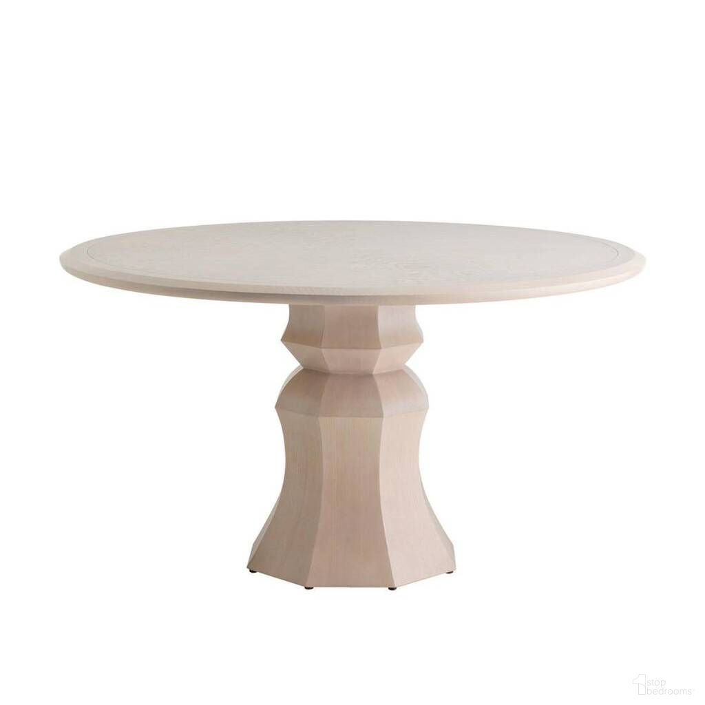 The appearance of Kinsley Dining Table In Light Beige Burl designed by Arteriors in the modern / contemporary interior design. This light beige burl piece of furniture  was selected by 1StopBedrooms from Kinsley Collection to add a touch of cosiness and style into your home. Sku: FDS23. Table Base Style: Pedestal. Table Top Shape: Round. Size: 54". Material: Ash Veneer.