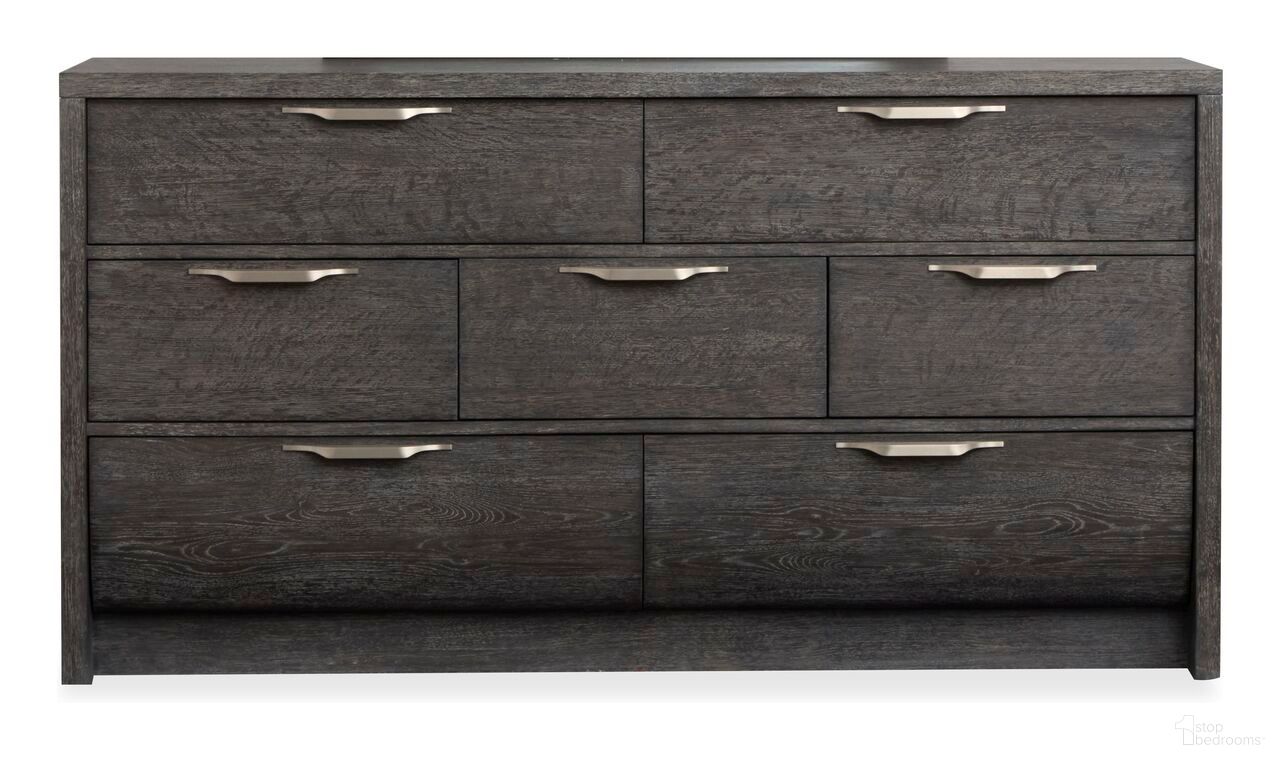 The appearance of Kinsley Drawer Dresser In Black Heron designed by Magnussen in the transitional interior design. This black heron piece of furniture was selected by 1StopBedrooms from Kinsley Collection to add a touch of cosiness and style into your home. Sku: B5890-20. Material: Oak Veneer.