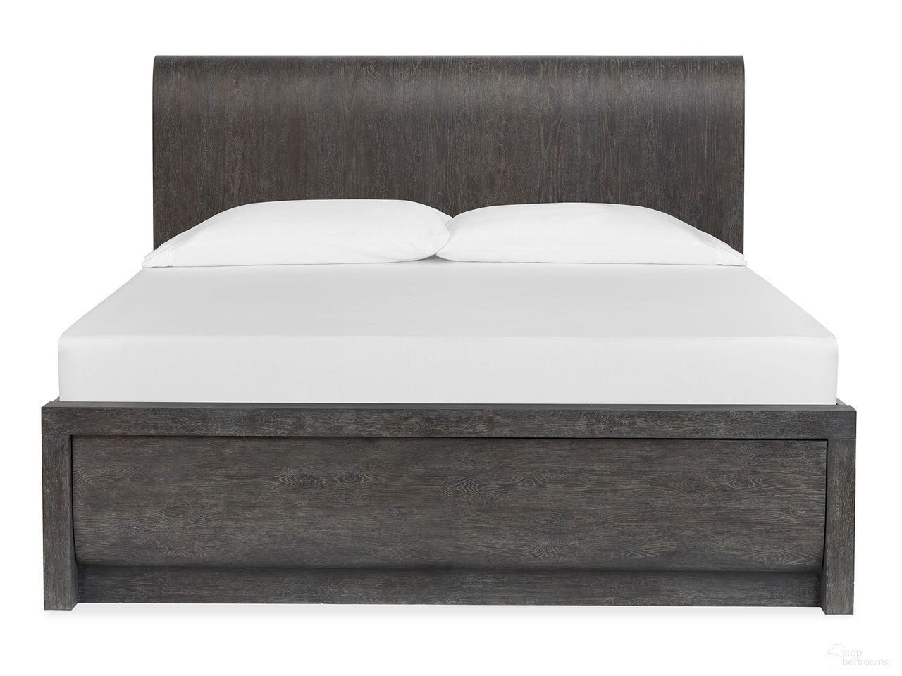 The appearance of Kinsley Queen Panel Bed In Black Heron designed by Magnussen in the transitional interior design. This black heron piece of furniture  was selected by 1StopBedrooms from Kinsley Collection to add a touch of cosiness and style into your home. Sku: B5890-54H;B5890-54F;B5890-54R. Bed Type: Panel Bed. Bed Size: Queen. Material: Oak Veneer.