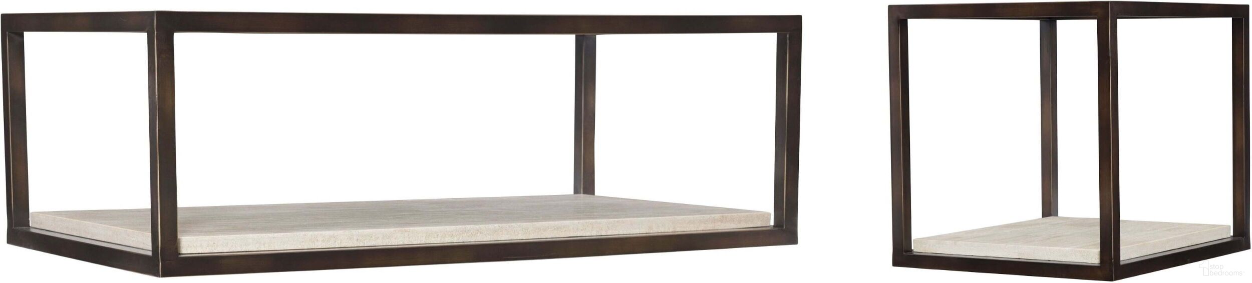 The appearance of Kinsley Rectangular Occasional Table Set designed by Bernhardt in the transitional interior design. This bronze piece of furniture  was selected by 1StopBedrooms from Kinsley Collection to add a touch of cosiness and style into your home. Sku: 533021;533121. Material: Steel.