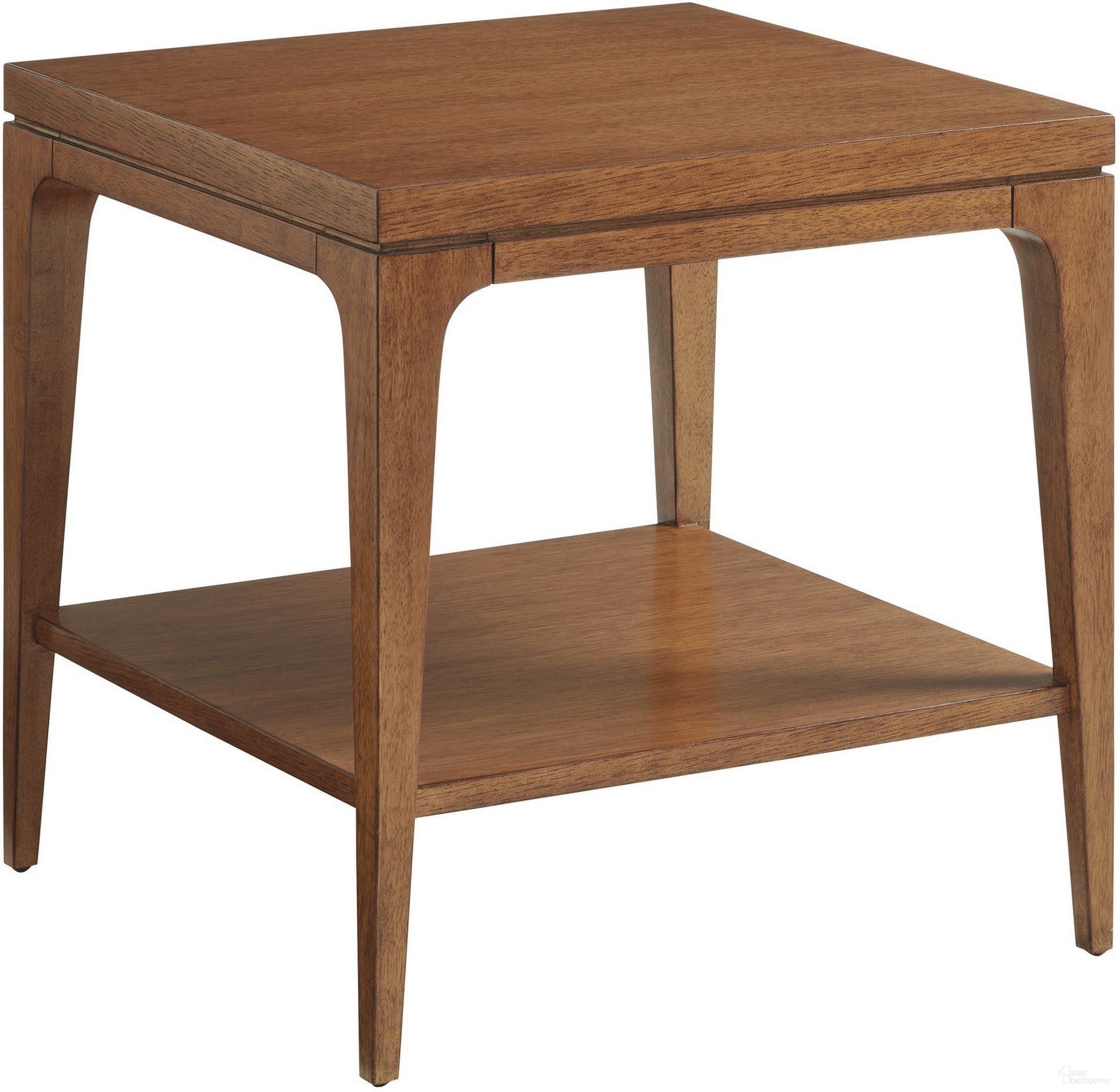 The appearance of Palm Desert Kinsley Square Lamp Table In Sonoran designed by Tommy Bahama in the transitional interior design. This sonoran piece of furniture  was selected by 1StopBedrooms from Palm Desert Collection to add a touch of cosiness and style into your home. Sku: 575-955. Material: Wood.
