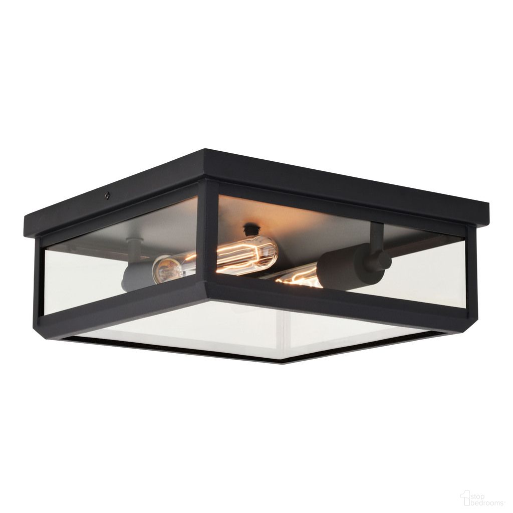The appearance of Kinzie 12 Inch 2 Light Flush Mount In Textured Black designed by Vaxcel in the transitional interior design. This textured black piece of furniture was selected by 1StopBedrooms from Kinzie Collection to add a touch of cosiness and style into your home. Sku: T0611. Material: Steel.