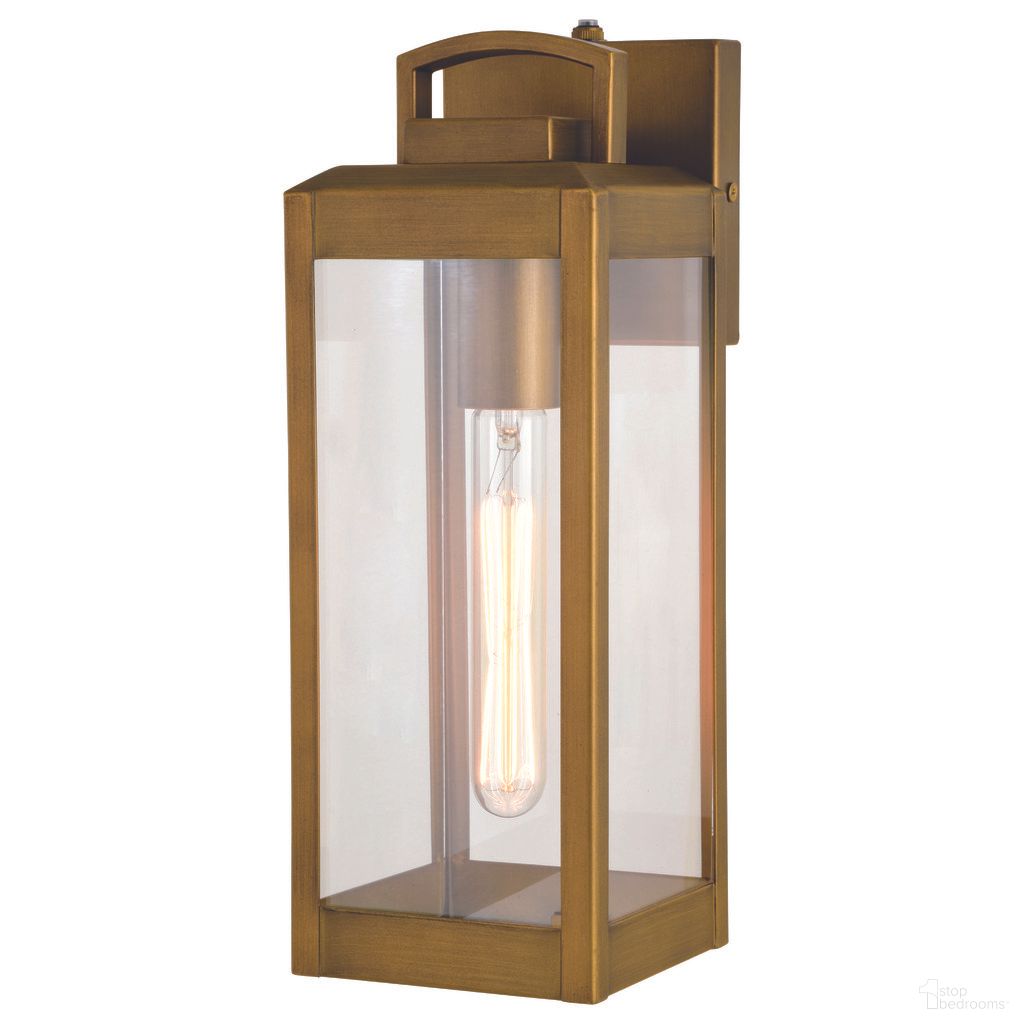 The appearance of Kinzie 5 Inch Outdoor Wall Light In Vintage Brass designed by Vaxcel in the transitional interior design. This vintage brass piece of furniture was selected by 1StopBedrooms from Kinzie Collection to add a touch of cosiness and style into your home. Sku: T0628. Material: Steel.
